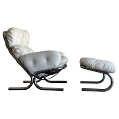 Lounge Chair and Ottoman by Directional, Attributed to Milo Baughman