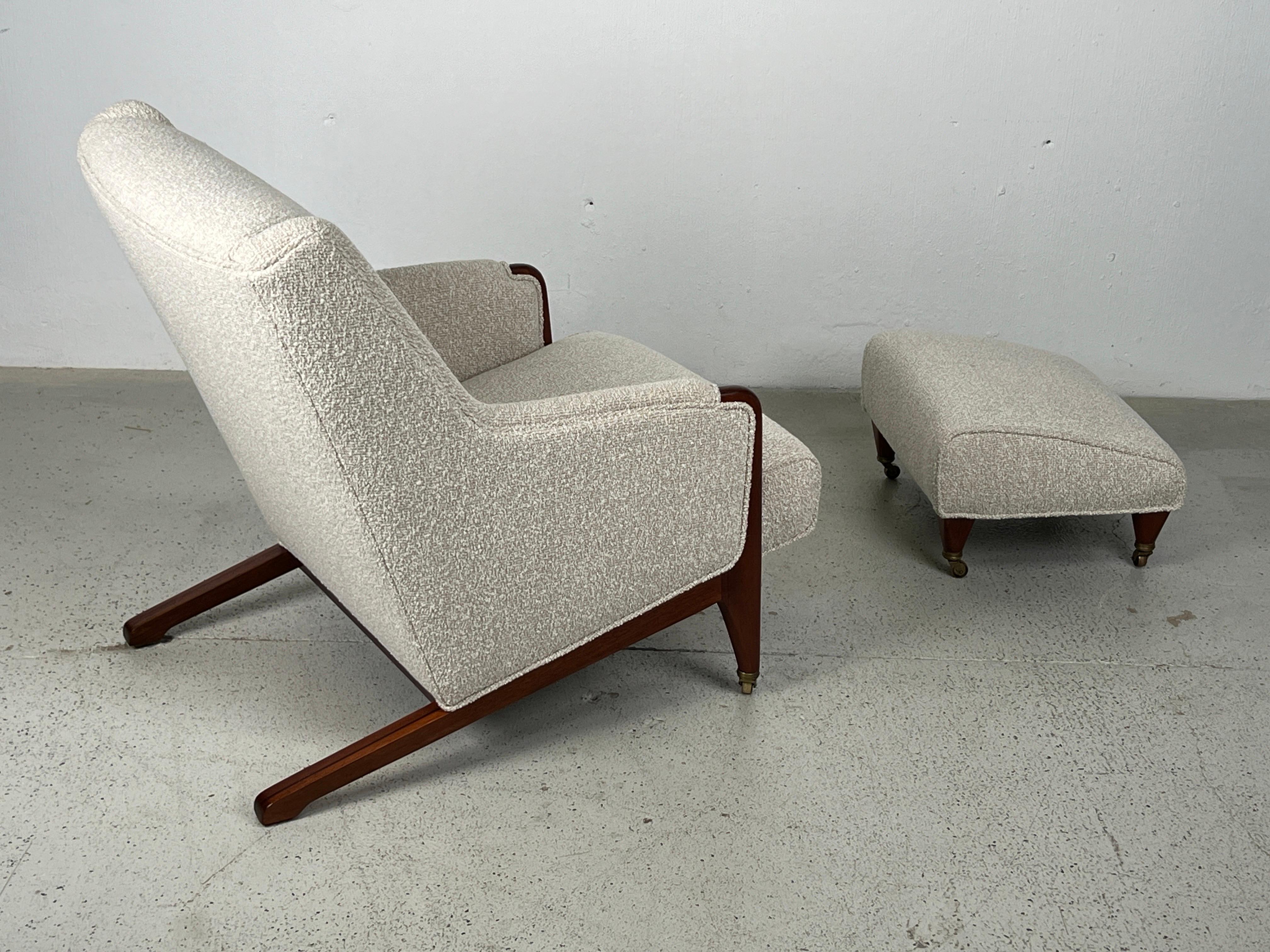 Fabric Lounge Chair and Ottoman by Edward Wormley for Dunbar 