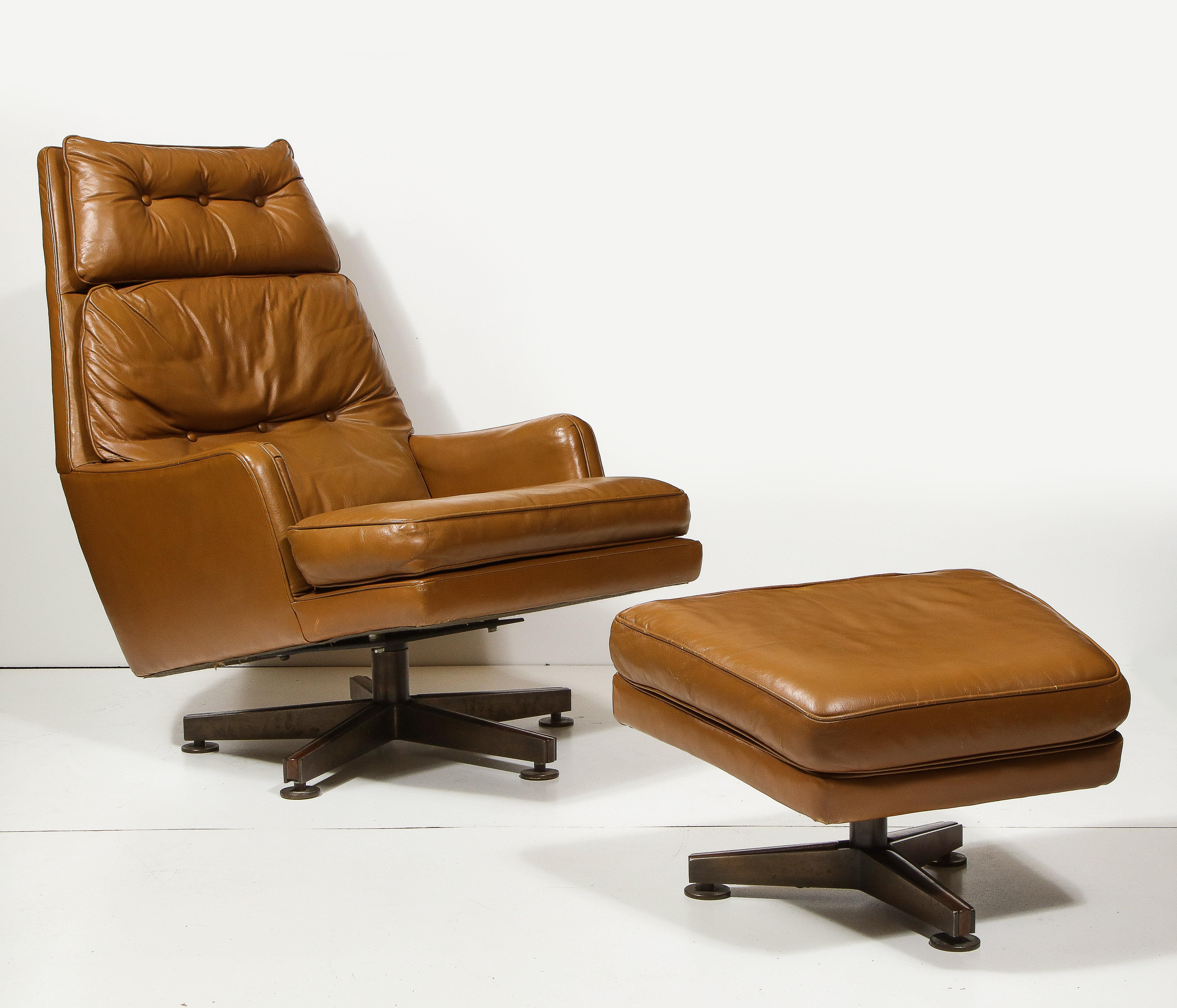 Loungesessel und Ottomane von Edward Wormley für Dunbar, Vereinigte Staaten, um 1980 (Ende des 20. Jahrhunderts) im Angebot