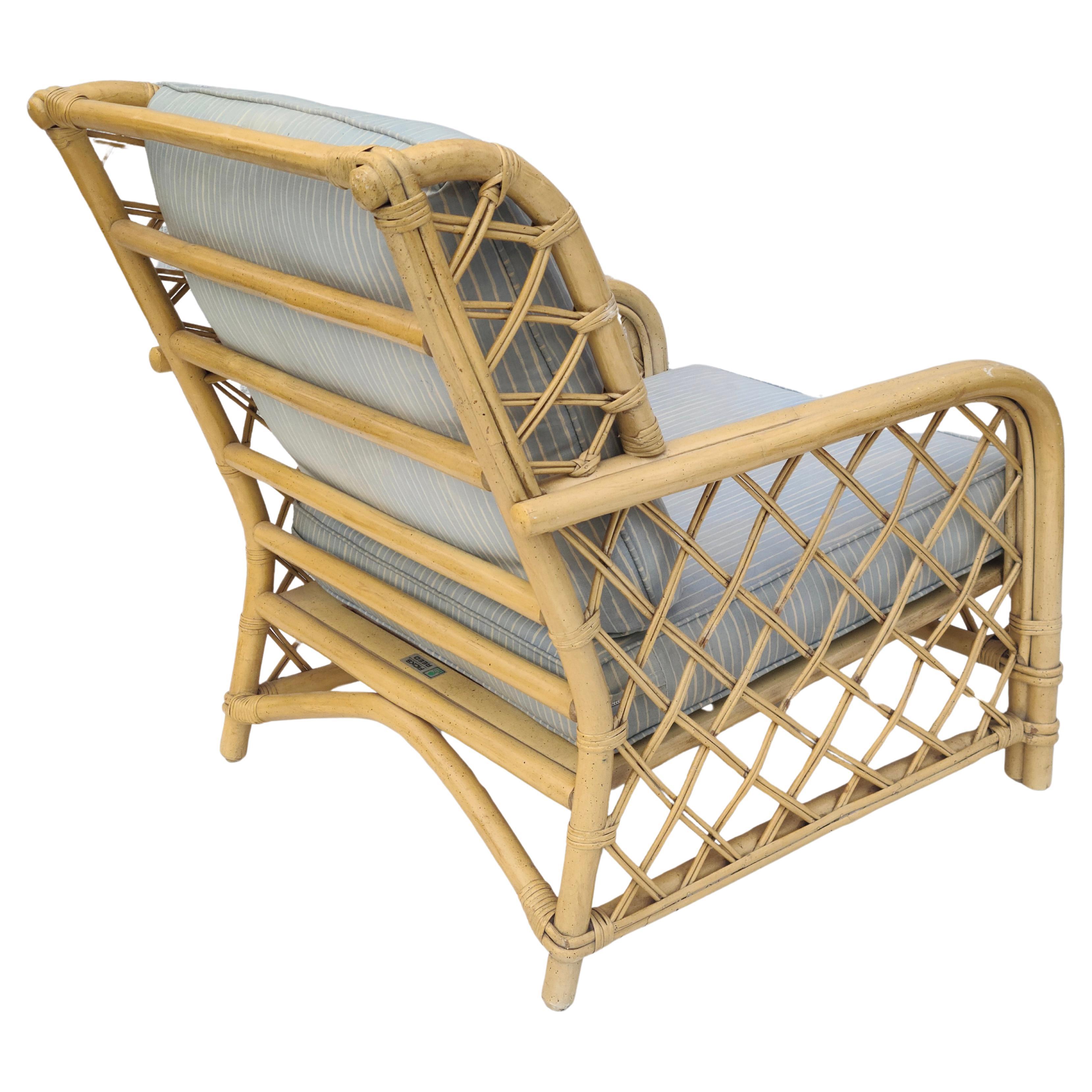 Bamboo Lounge Chair and Ottoman by Ficks Reed  For Sale