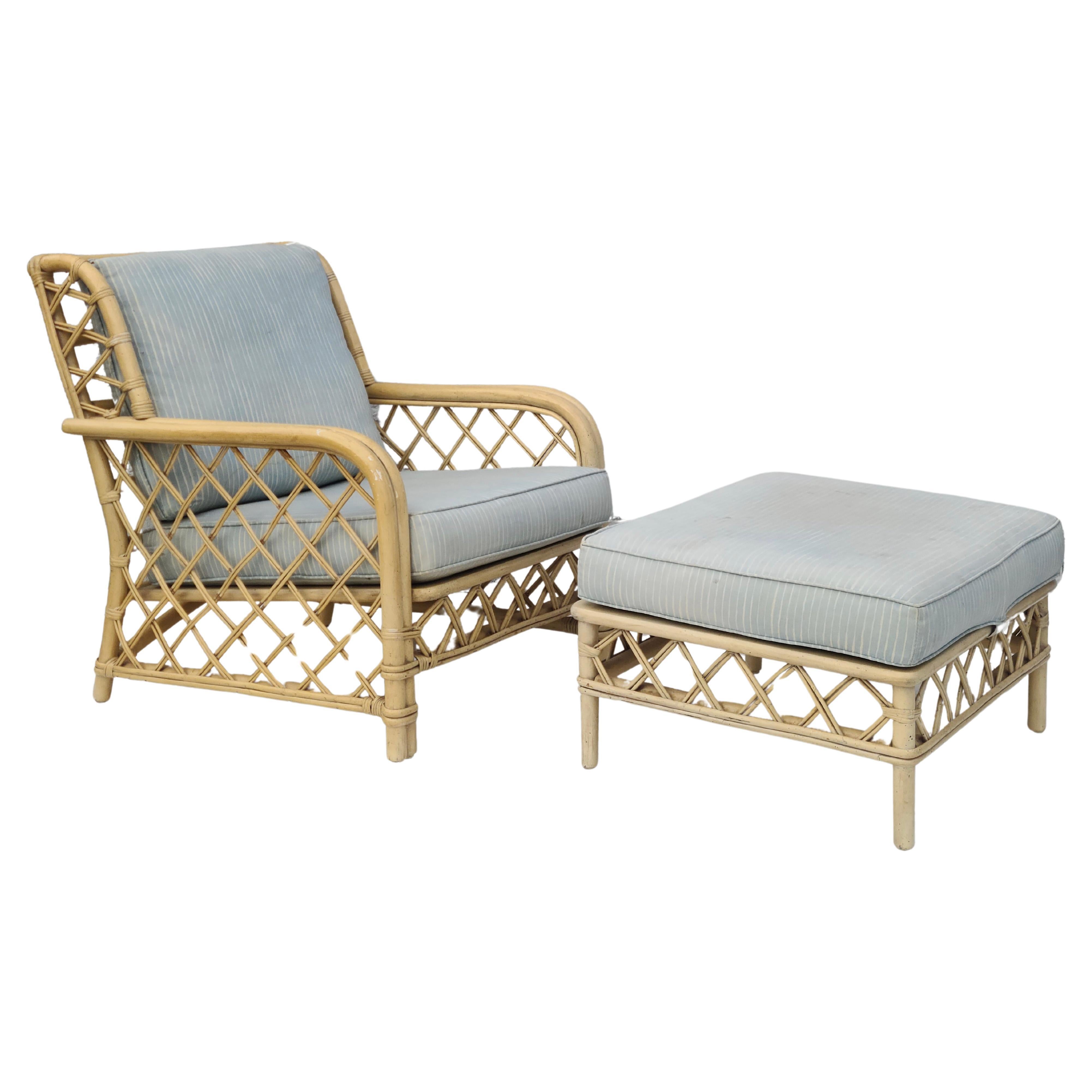 Lounge Chair and Ottoman by Ficks Reed  For Sale