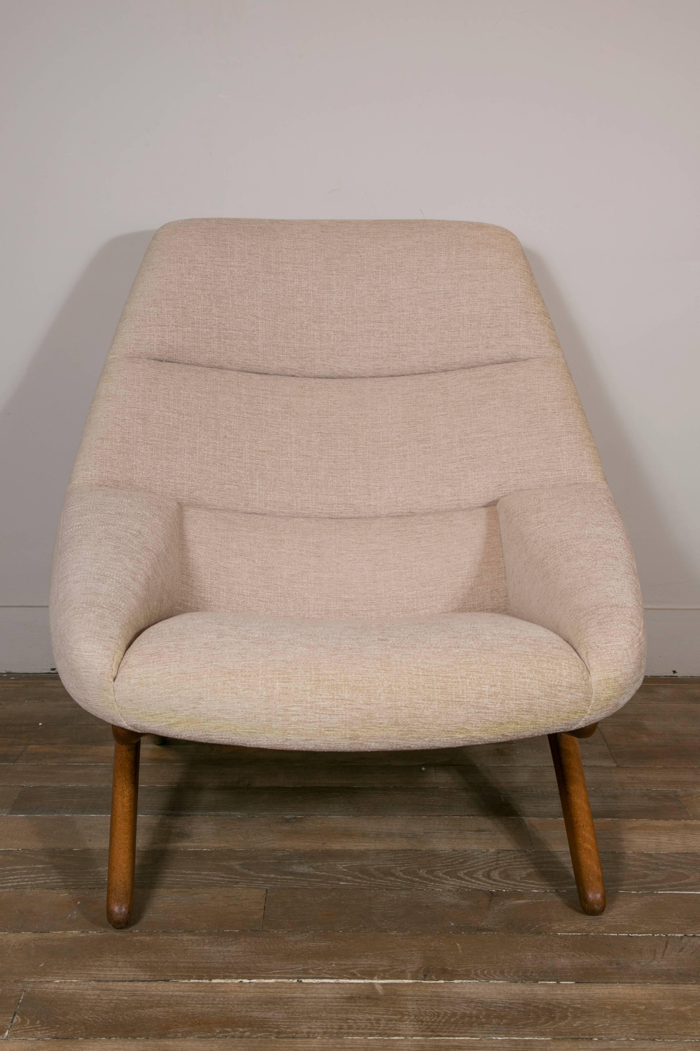 Scandinavian Modern Lounge Chair and Ottoman by Illum Wikkelso, Denmark, 1960