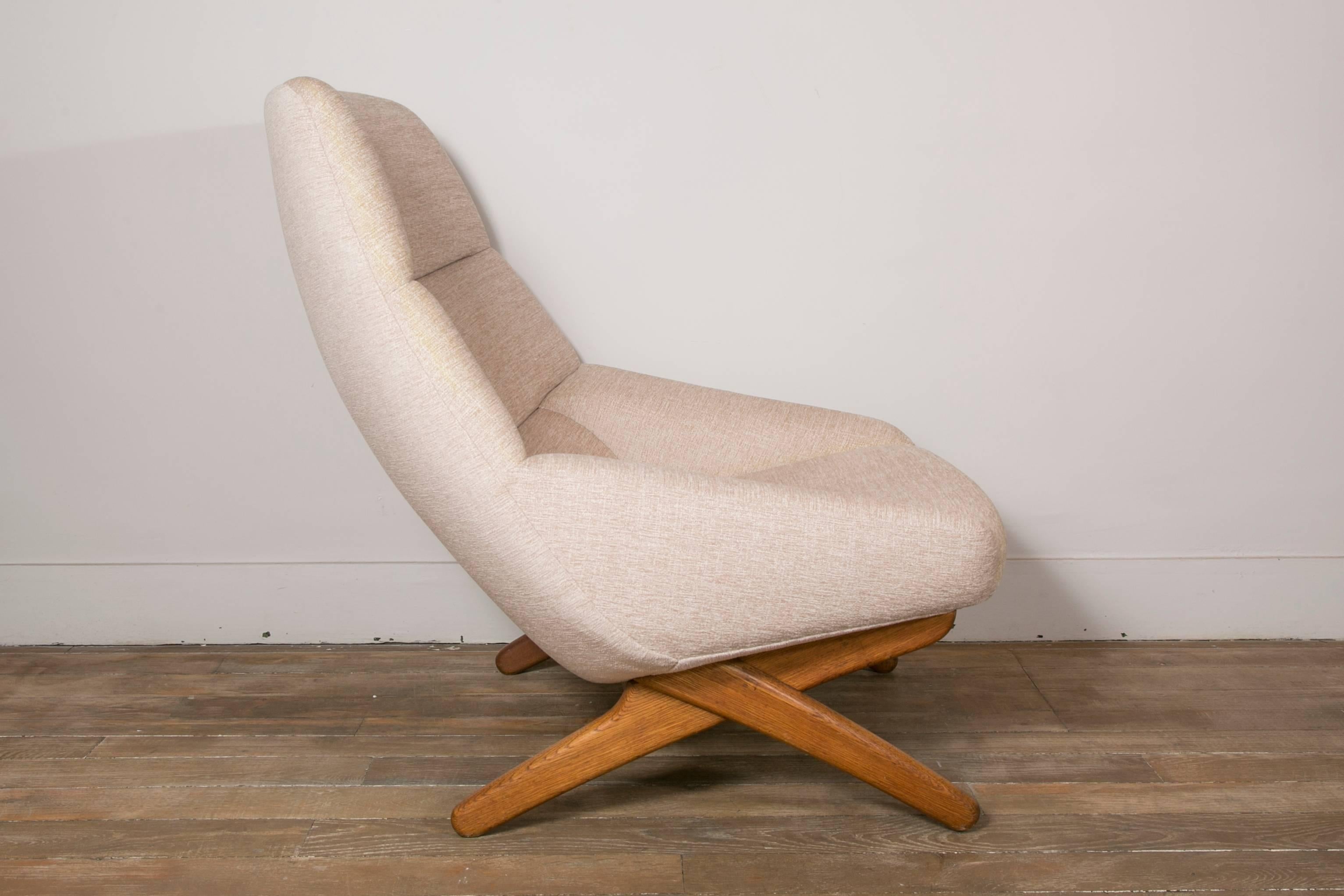 Fabric Lounge Chair and Ottoman by Illum Wikkelso, Denmark, 1960