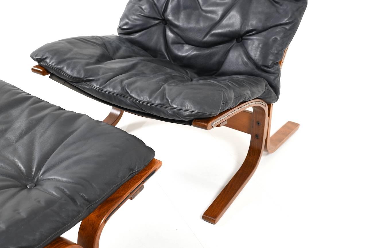 Leather Lounge Chair and Ottoman by Ingmar Relling for Westnofa For Sale