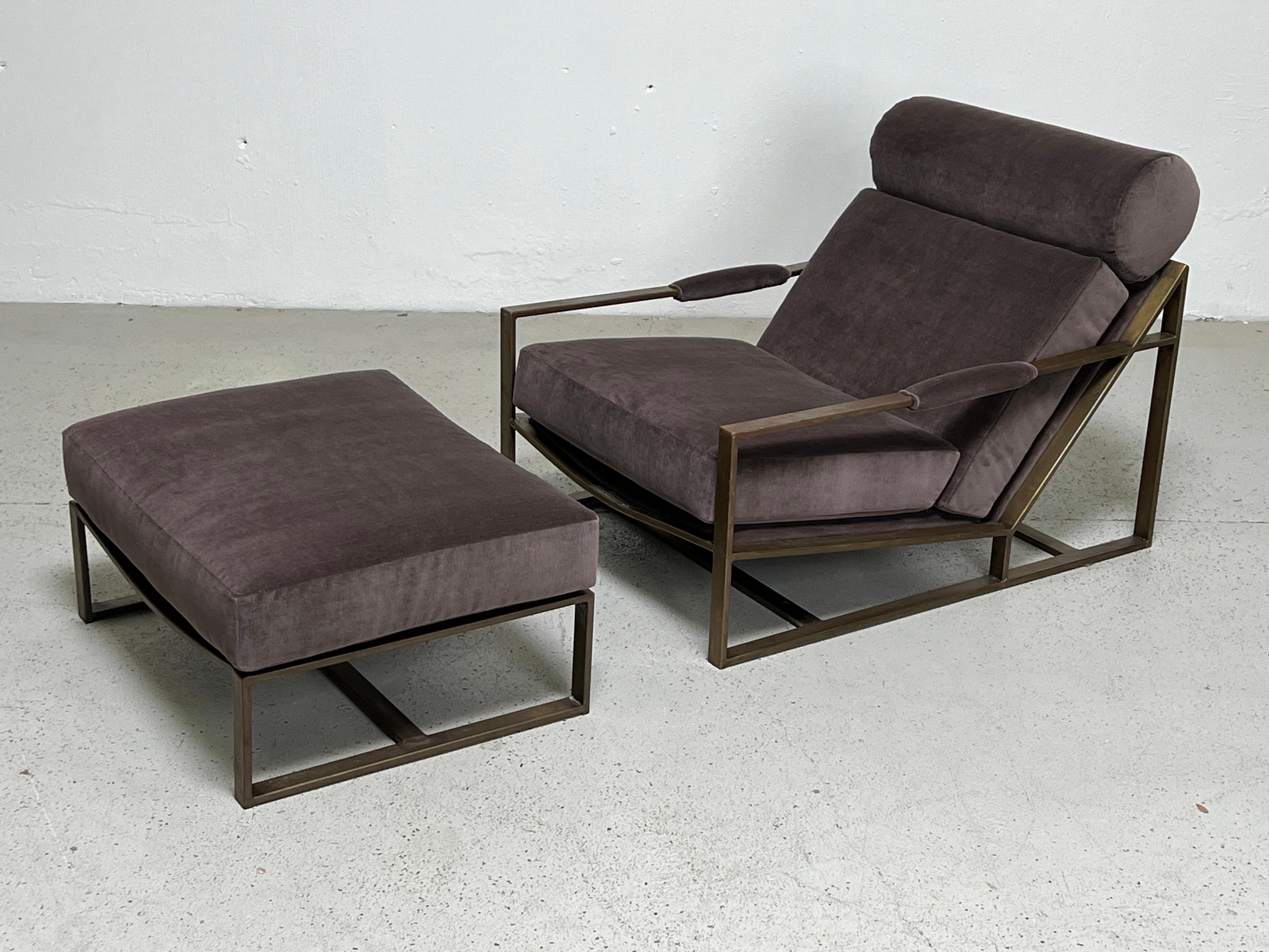 Bronze Lounge Chair and Ottoman by Milo Baughman For Sale