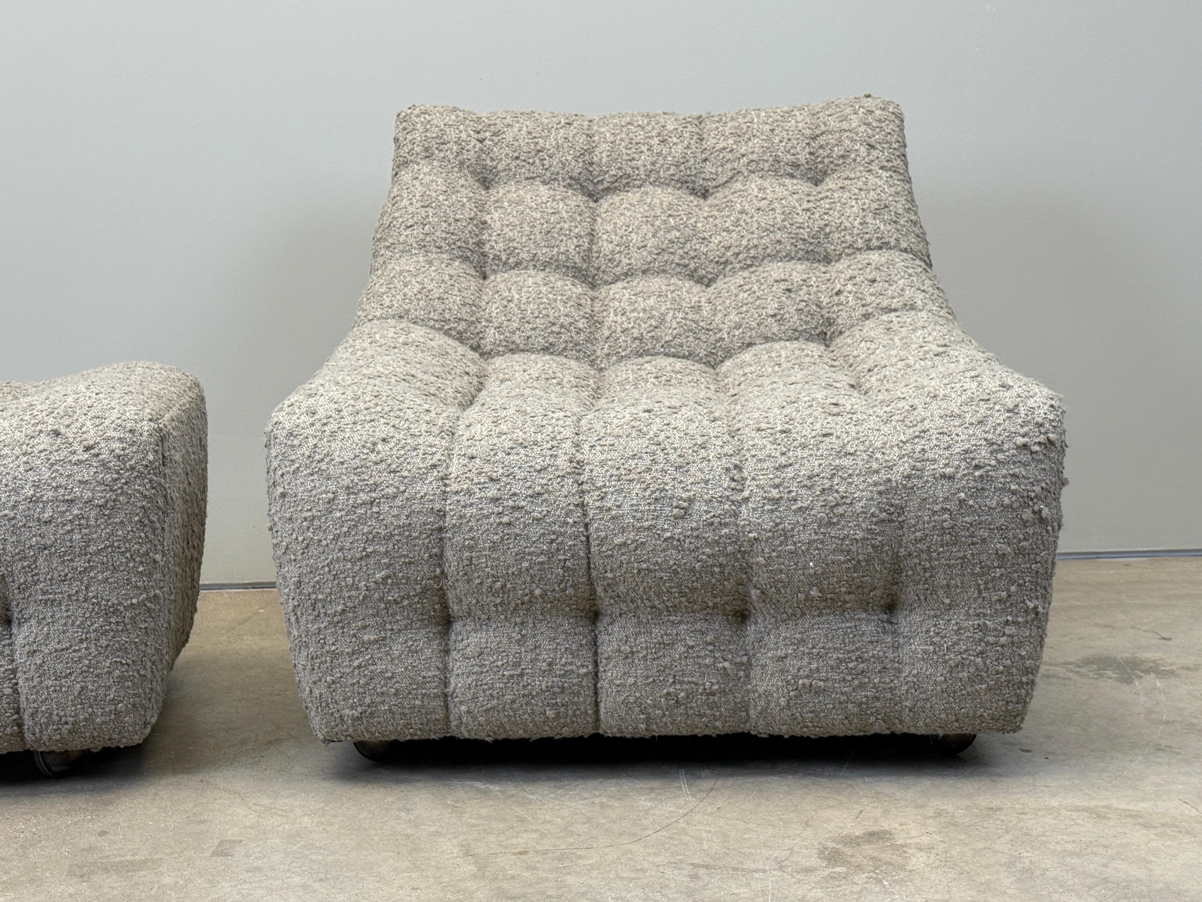 Bouclé Lounge Chair and Ottoman by Milo Baughman For Sale
