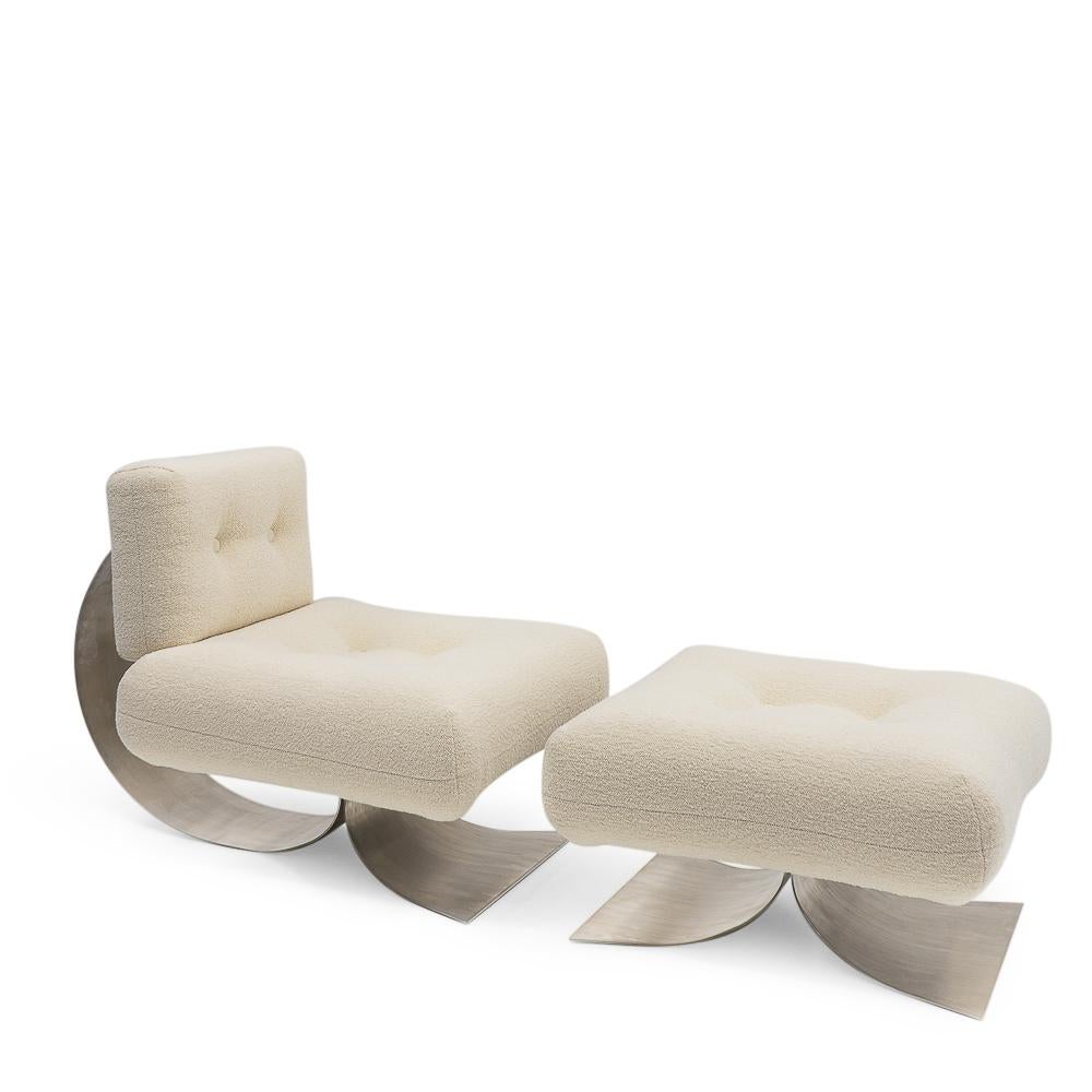 Mid-Century Modern Lounge Chair and Ottoman by Oscar Niemeyer for Mobilier International, 1970s