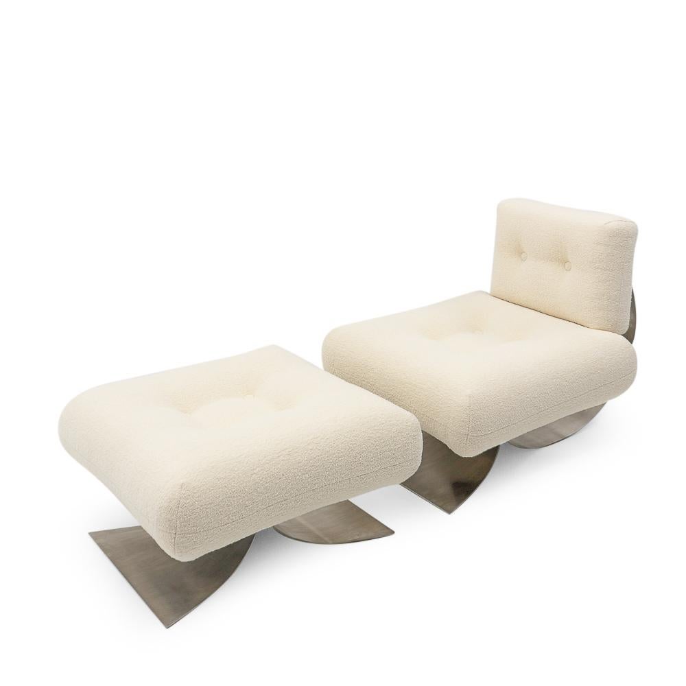 French Lounge Chair and Ottoman by Oscar Niemeyer for Mobilier International, 1970s