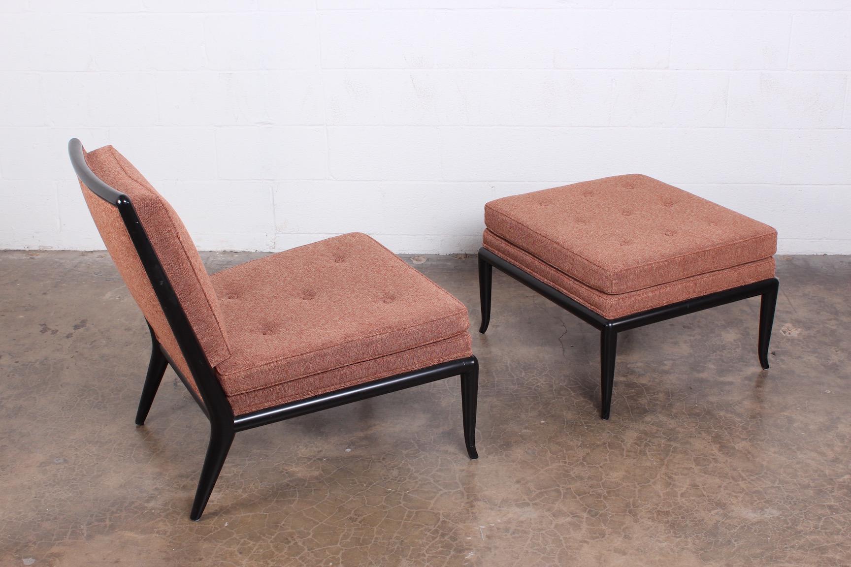 Mid-20th Century Lounge Chair and Ottoman by T.H. Robsjohn-Gibbings for Widdicomb