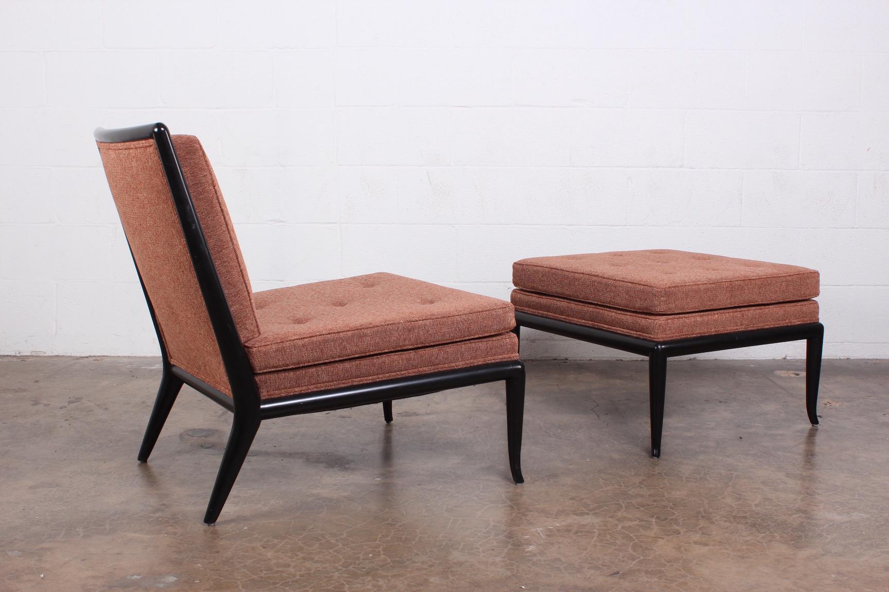 Fabric Lounge Chair and Ottoman by T.H. Robsjohn-Gibbings for Widdicomb