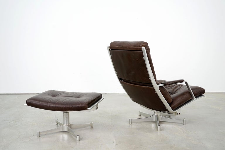 Mid-20th Century Lounge Chair and Ottoman FK 85, by Preben Fabricius and Jørgen Kastholm, 1960s For Sale
