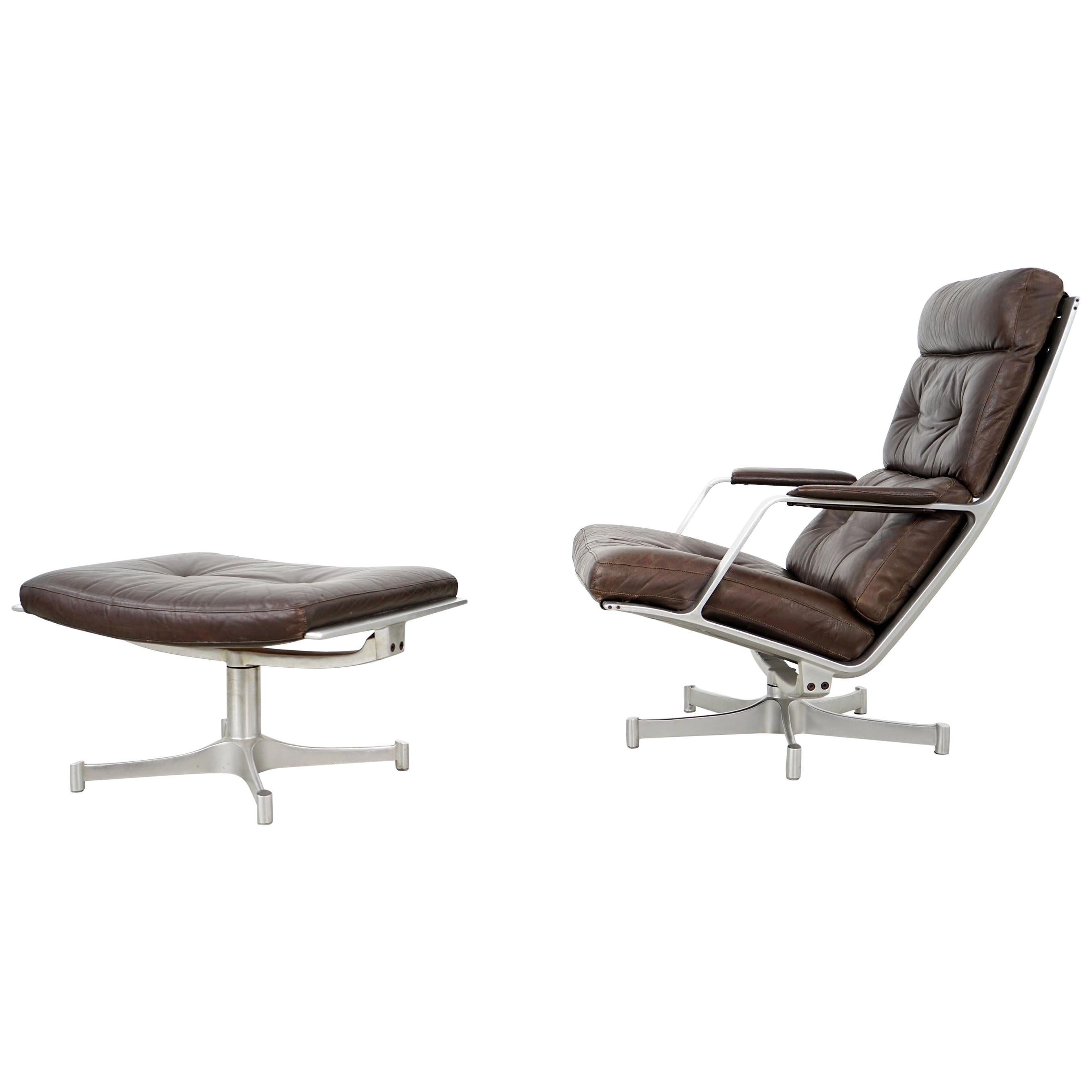 Lounge Chair and Ottoman FK 85, by Preben Fabricius and Jørgen Kastholm, 1960s For Sale