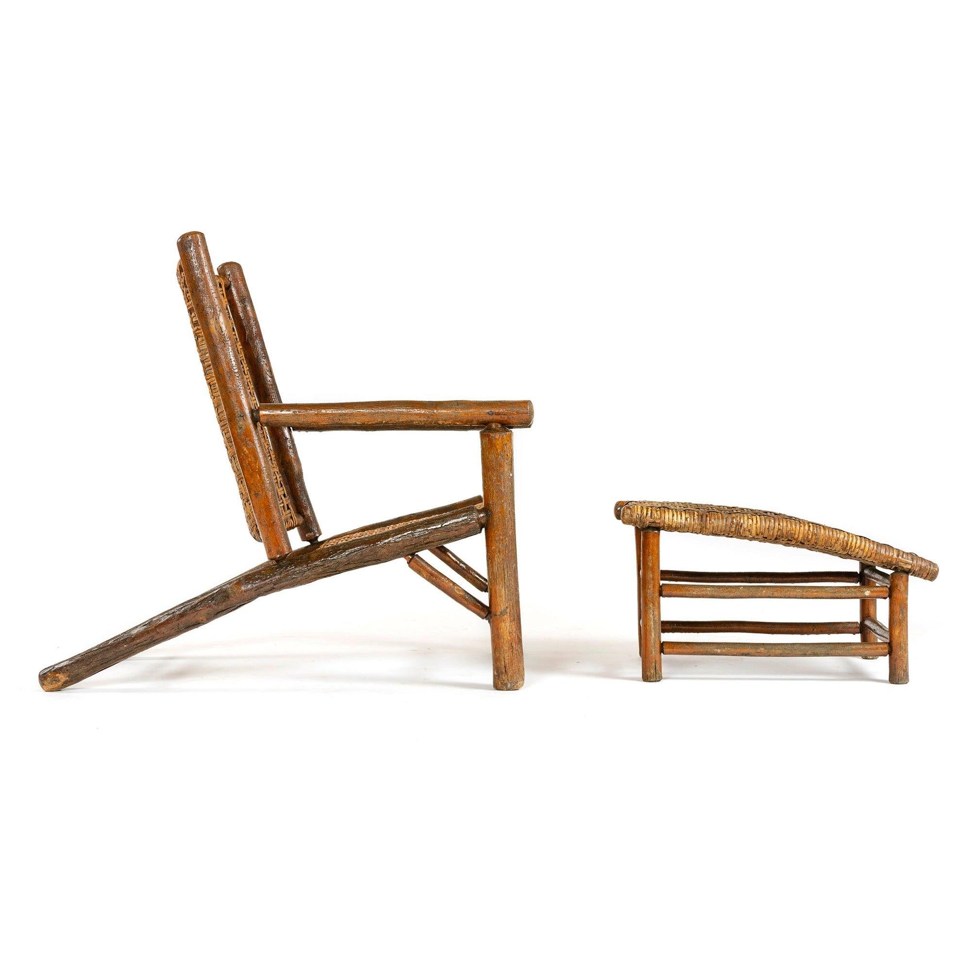 Loungesessel und Ottomane von Historic Design Old Hickory für Old Hickory (amerikanisch) im Angebot
