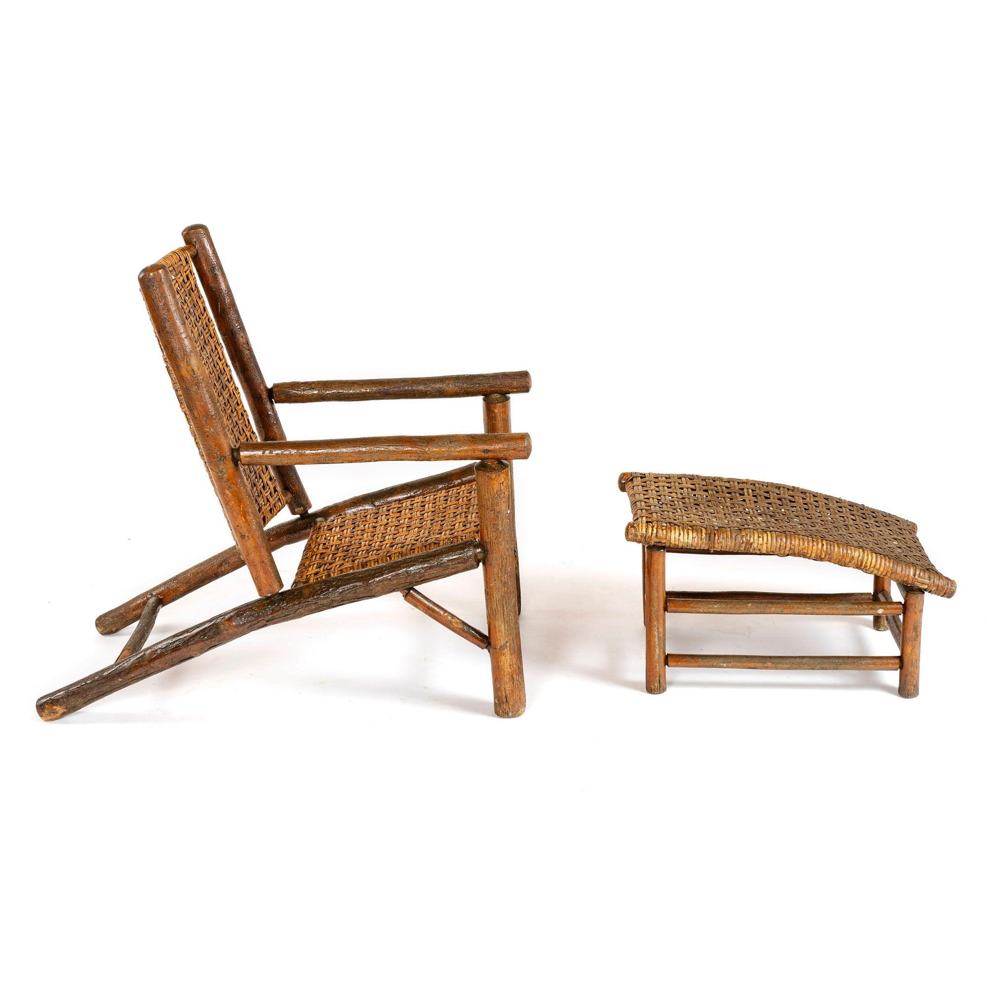 Loungesessel und Ottomane von Historic Design Old Hickory für Old Hickory im Zustand „Relativ gut“ im Angebot in Sagaponack, NY