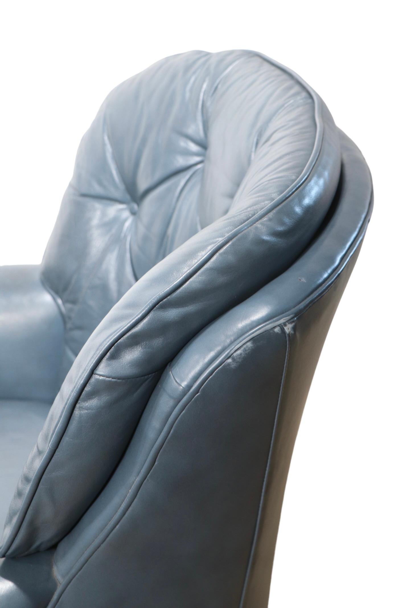 Lounge Chair and Ottoman in  Blue Leather  by Classic 4