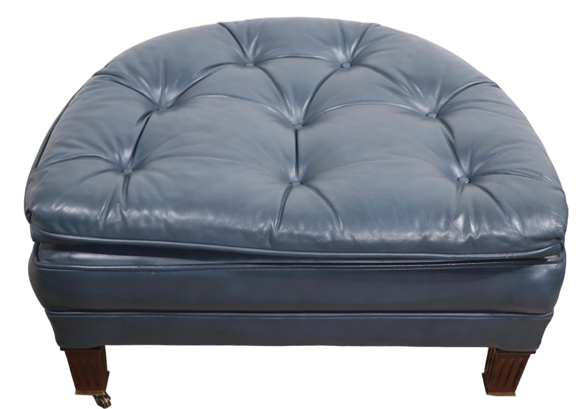 Lounge Chair and Ottoman in  Blue Leather  by Classic 5