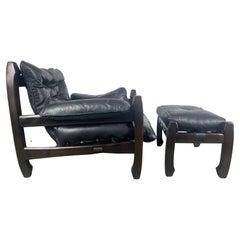  LOUNGE-Stuhl und Ottomane aus Rosenholz und Leder von Jean Gillon, Brasilien, 1960