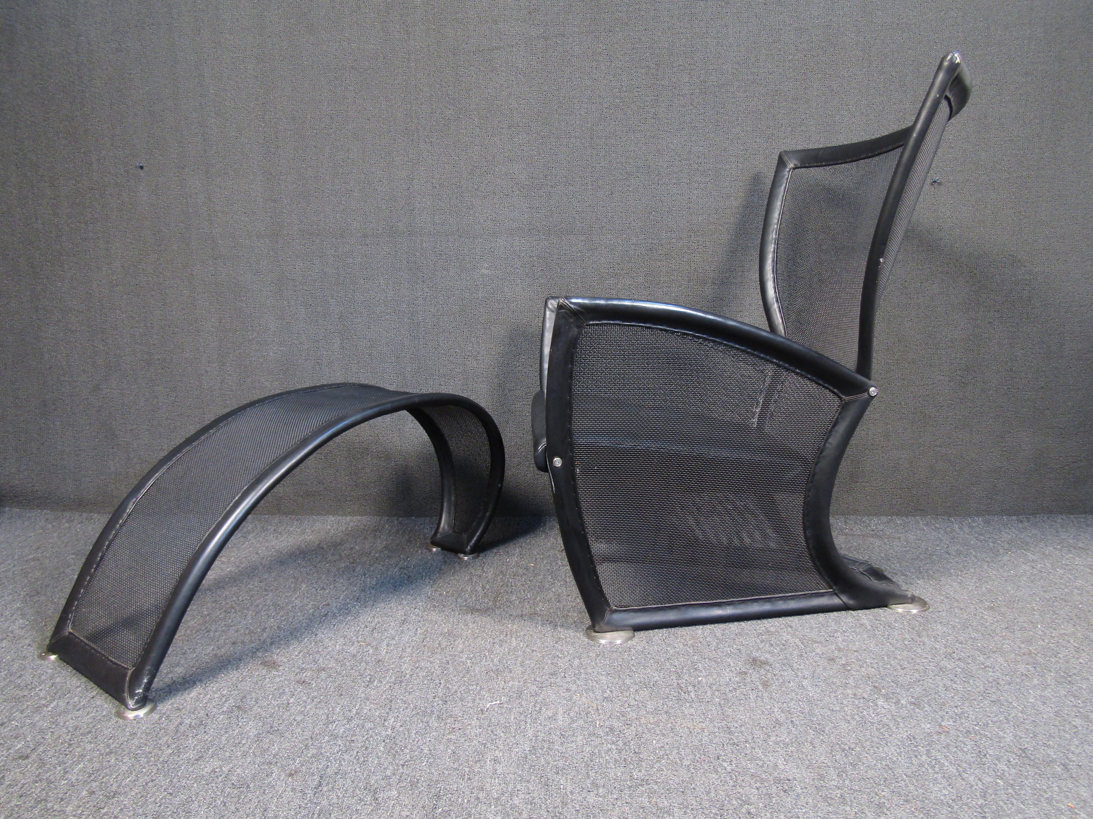 Modern Lounge Chair and Ottoman Set by Paolo Nava Prive For Sale