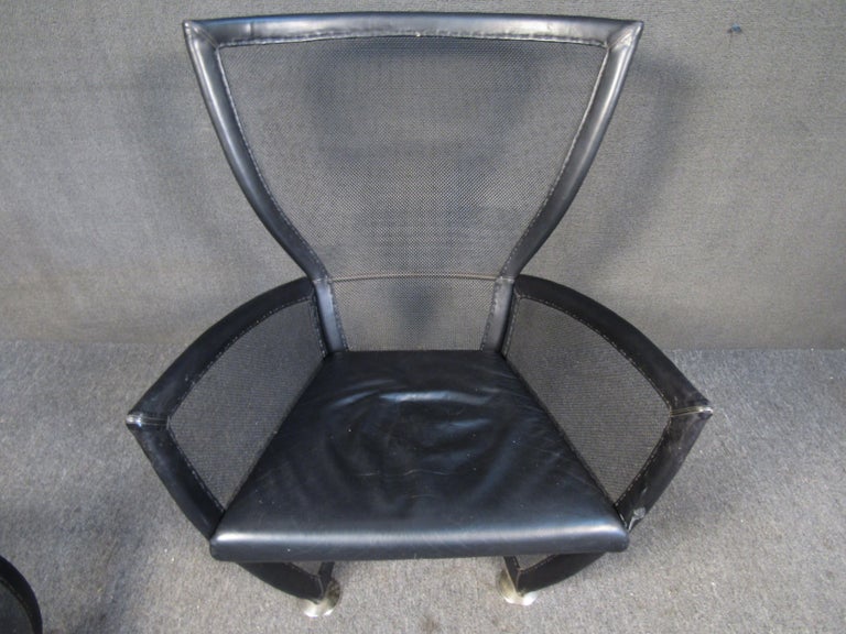Metal Lounge Chair and Ottoman Set by Paolo Nava Prive For Sale
