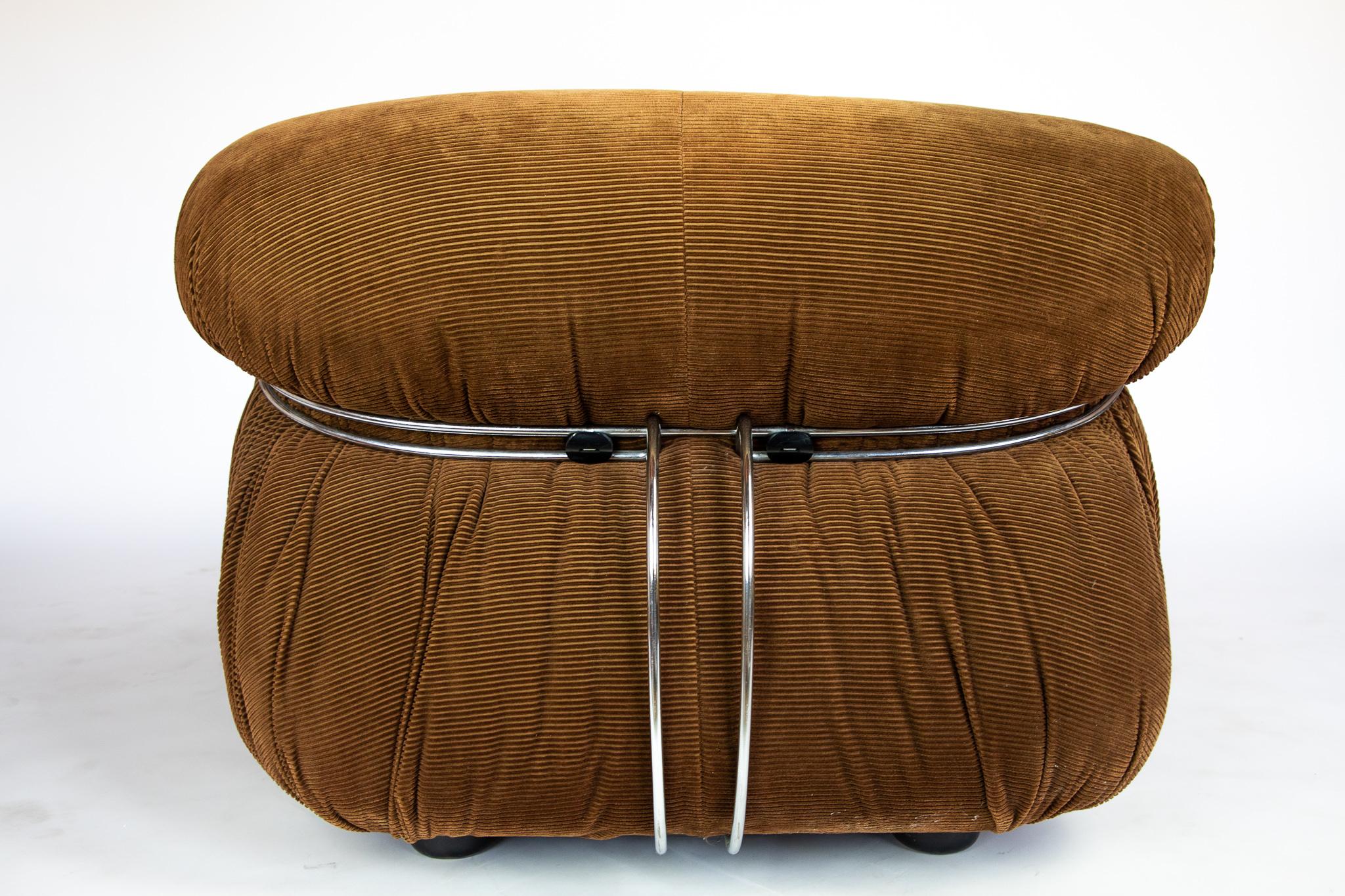 Velvet Lounge Chair and Ottoman Soriana by Afra and Tobia Scarpa, Cassina, Italy, 1968