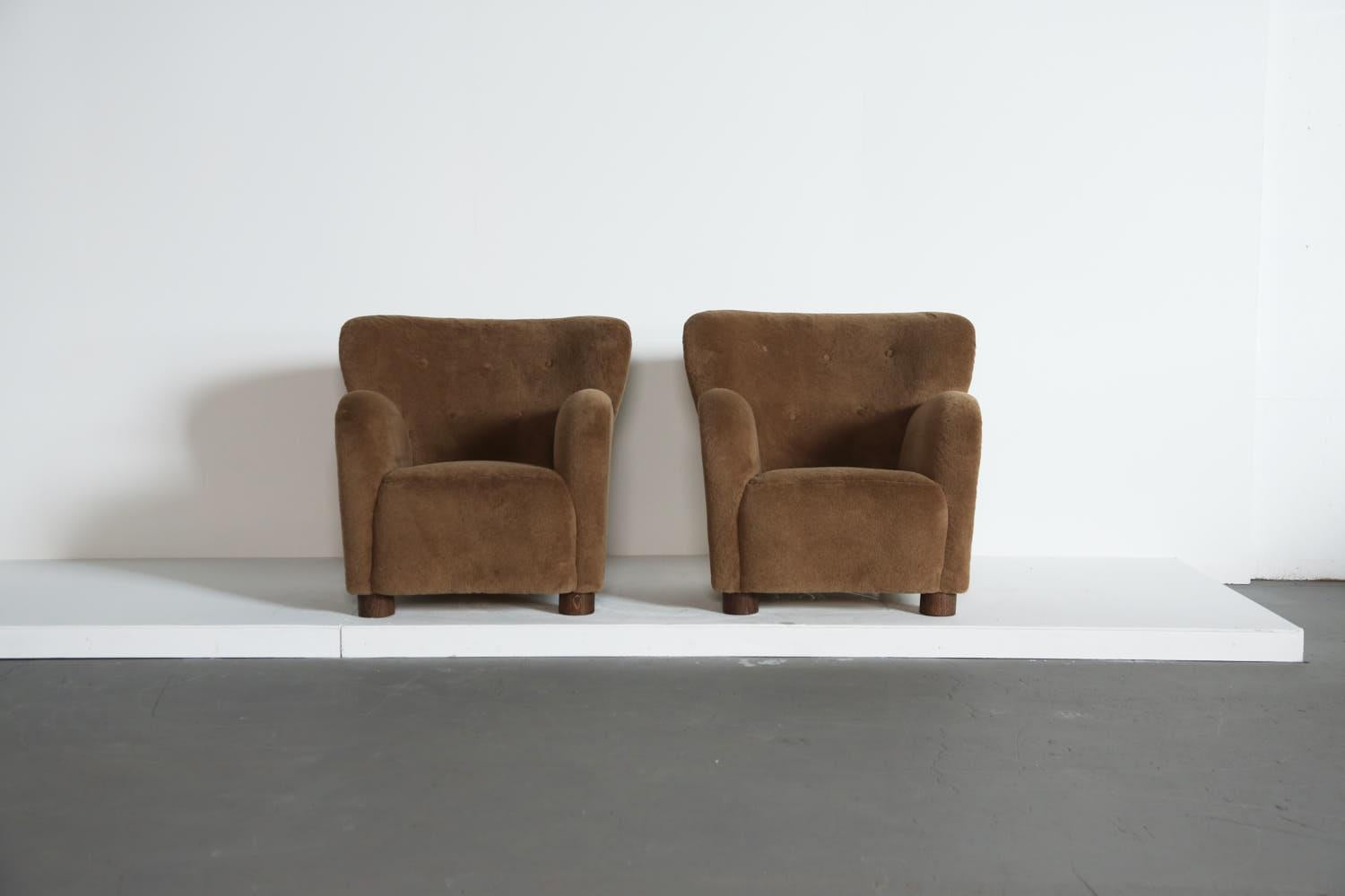 Lounge Chair / Armchair and Ottoman, Upholstered in Pure Alpaca For Sale 6