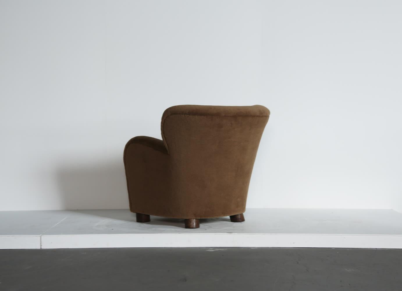 Lounge Chair / Armchair and Ottoman, Upholstered in Pure Alpaca For Sale 1