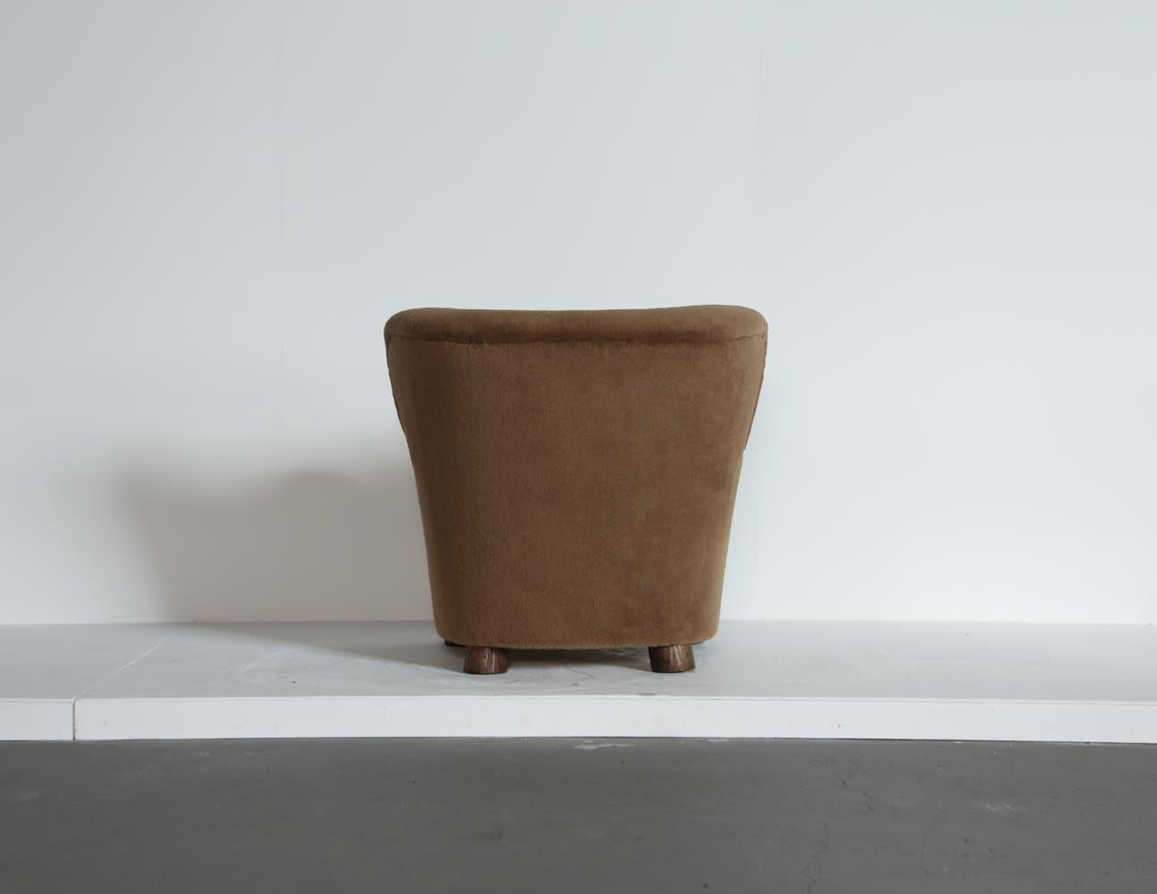 Lounge Chair / Armchair and Ottoman, Upholstered in Pure Alpaca For Sale 2