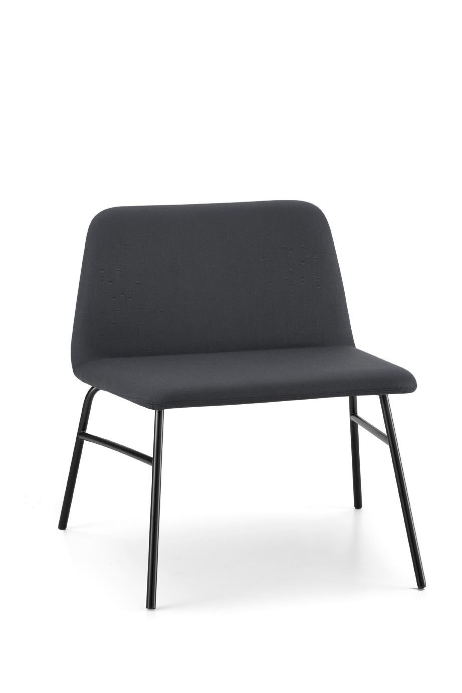 Scandinavian Modern Lounge Chair Bardot Met, Fabric, Metal, Black, Red, Green Modern by Emilio Nanni For Sale