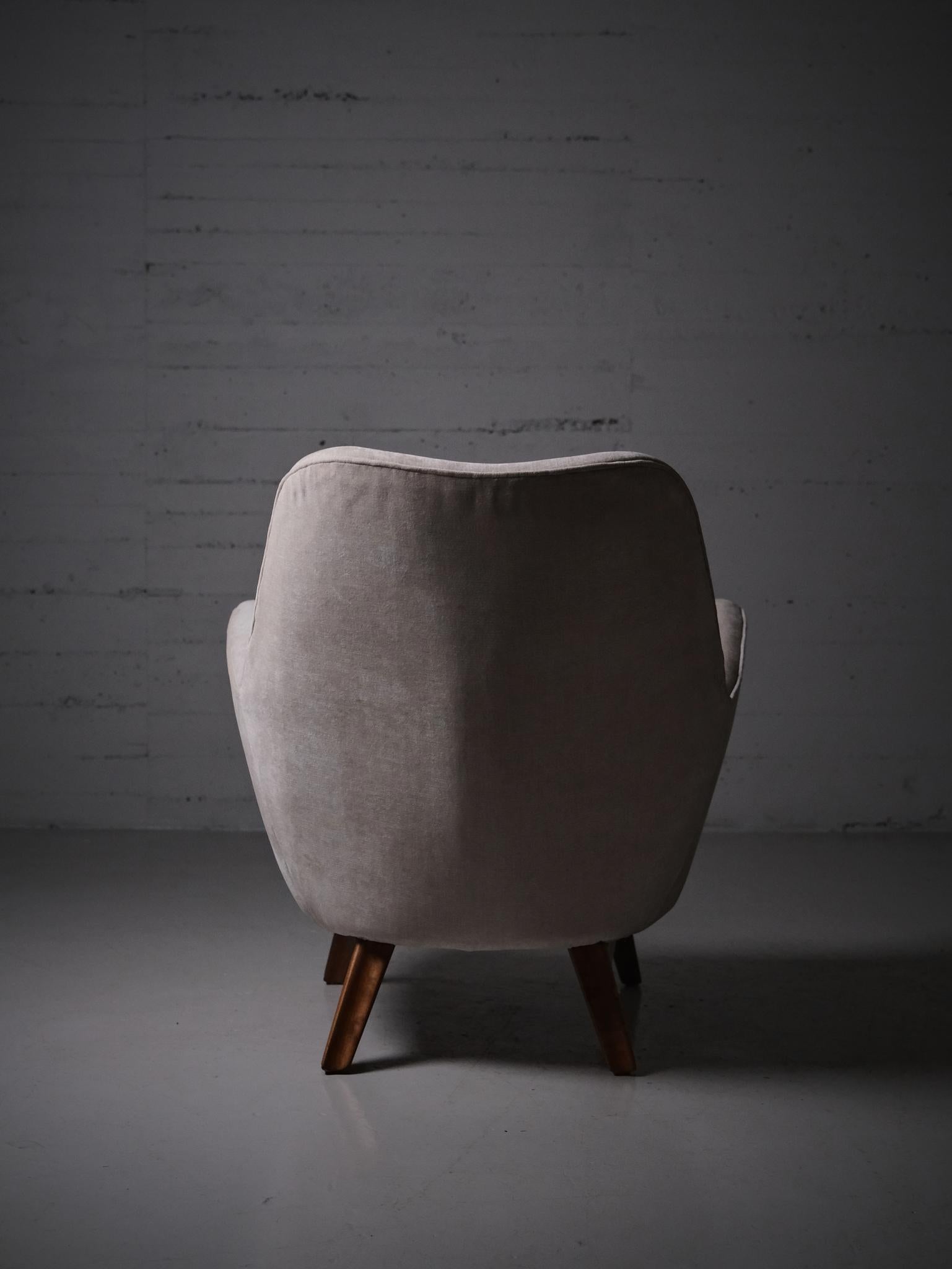 Loungesessel von anonymer Designerin, Schweden, 1950er Jahre (Stoff) im Angebot
