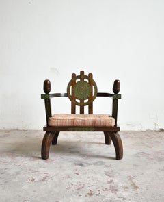 Lounge Chair by Ettore Zaccari, Oak with Carved Details, Italy, 1910