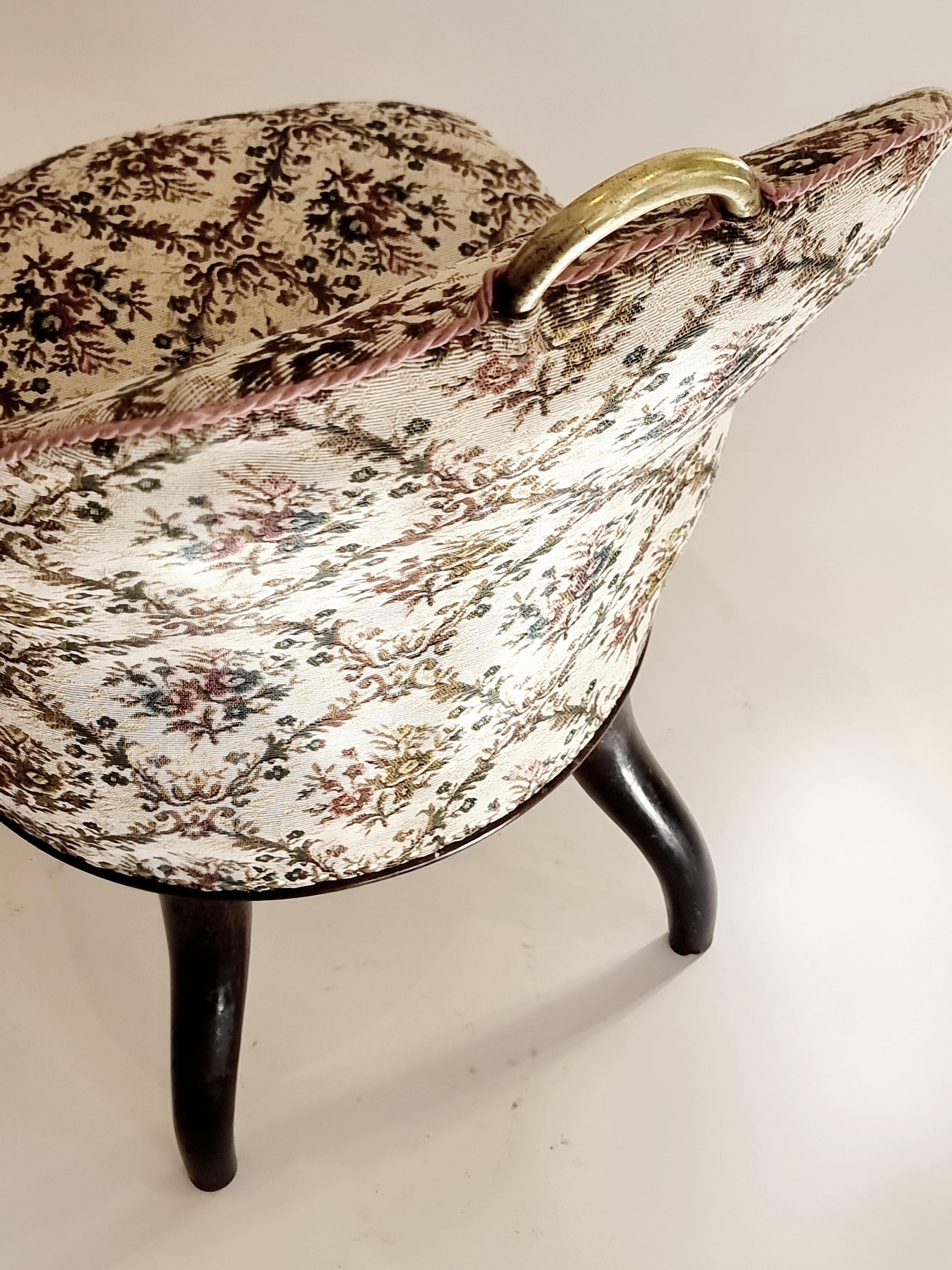 A unique Empire lounge chair with brass detail on neckrest. By master carpenter Friedrich Rambach, active in Stockholm, Sweden between 1834-1861. Beautiful 