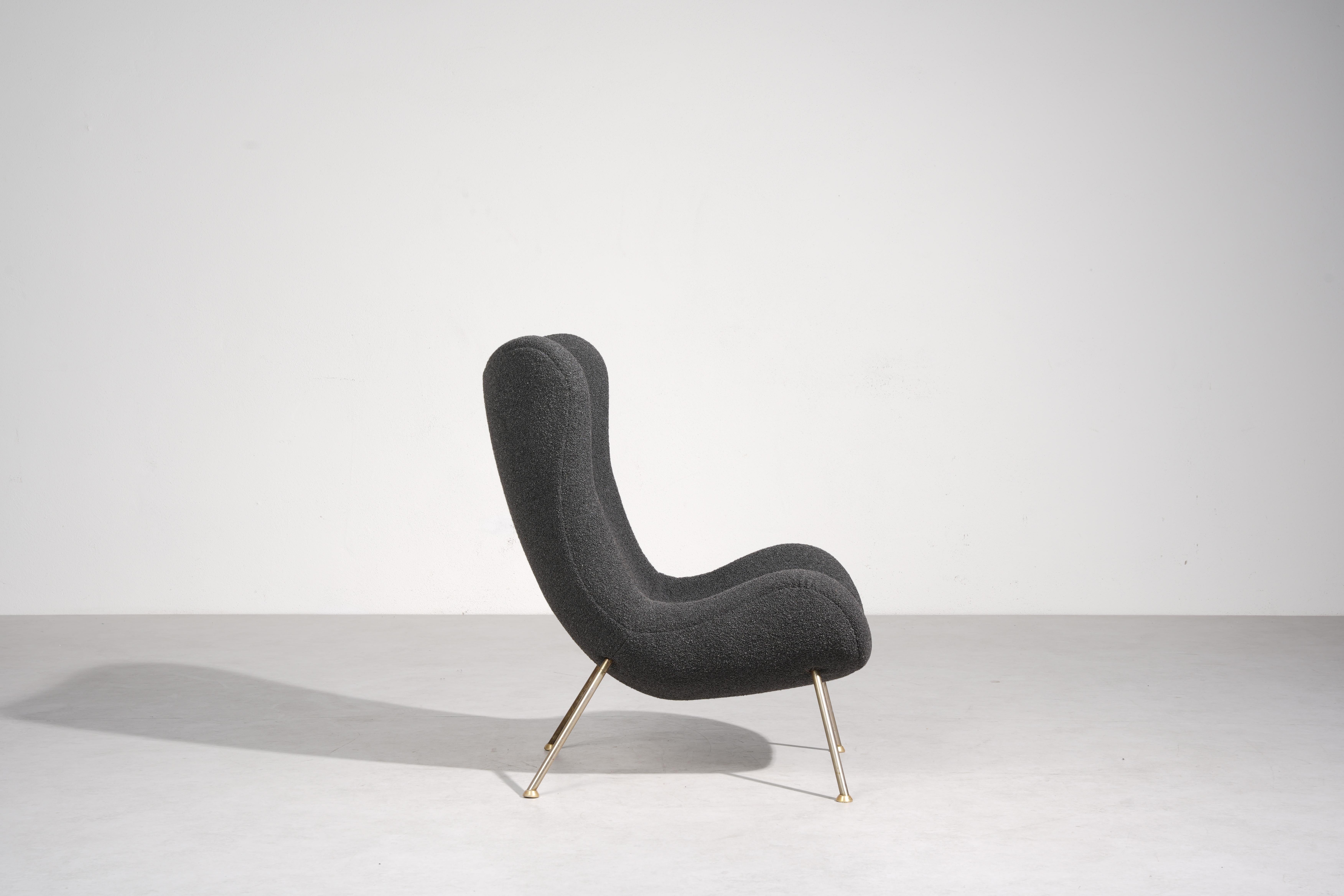 Loungesessel von Fritz Neth für Correcta in Grau, Mod. „Madame“, Deutschland 1955 (Stahl) im Angebot