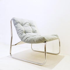 Butaca de Gillis Lundgren años 70 - tapicería nueva de pana azul/gris