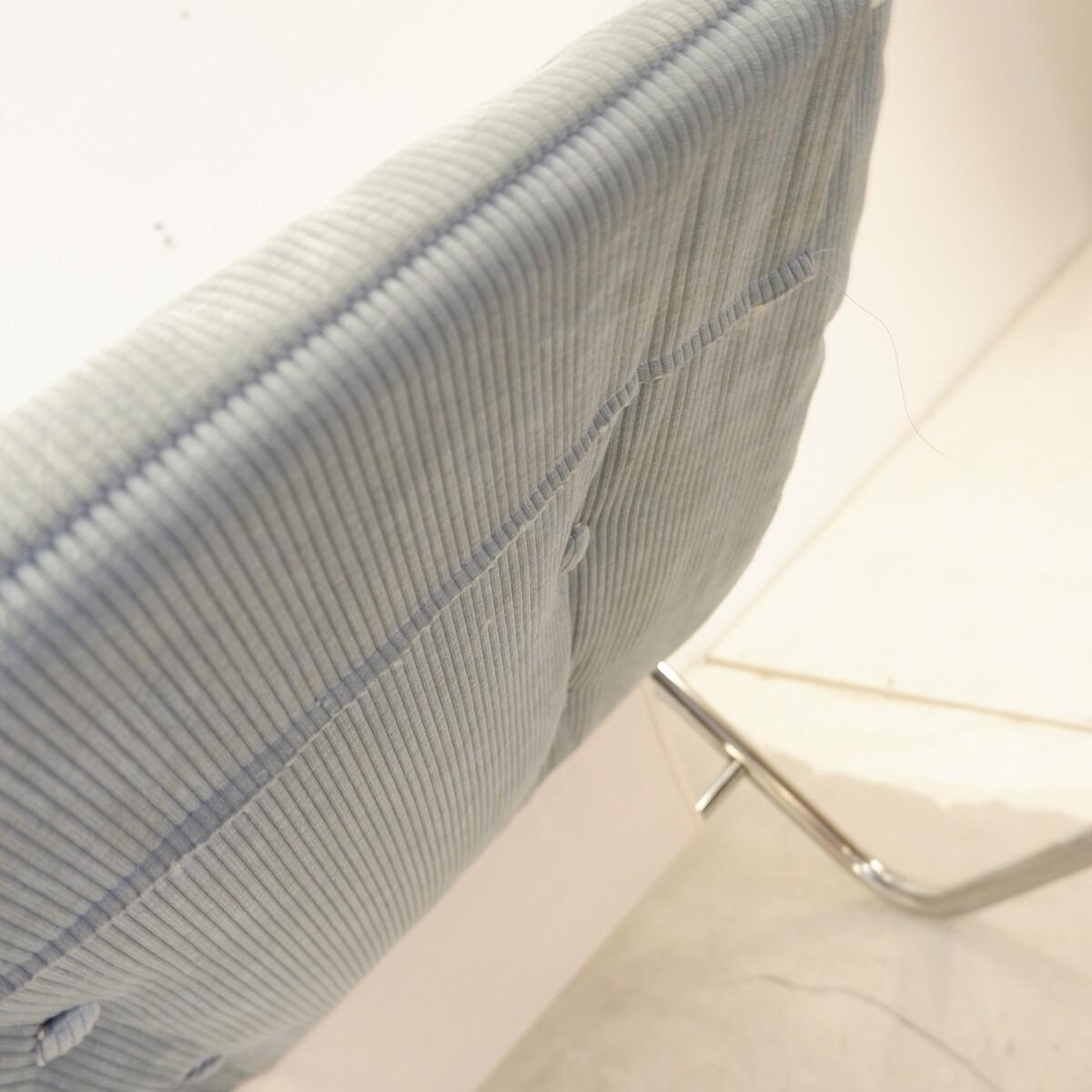 20th Century Lounge chair by Gillis Lundgren 1970s - new blue/grey corduroy Upholstery For Sale