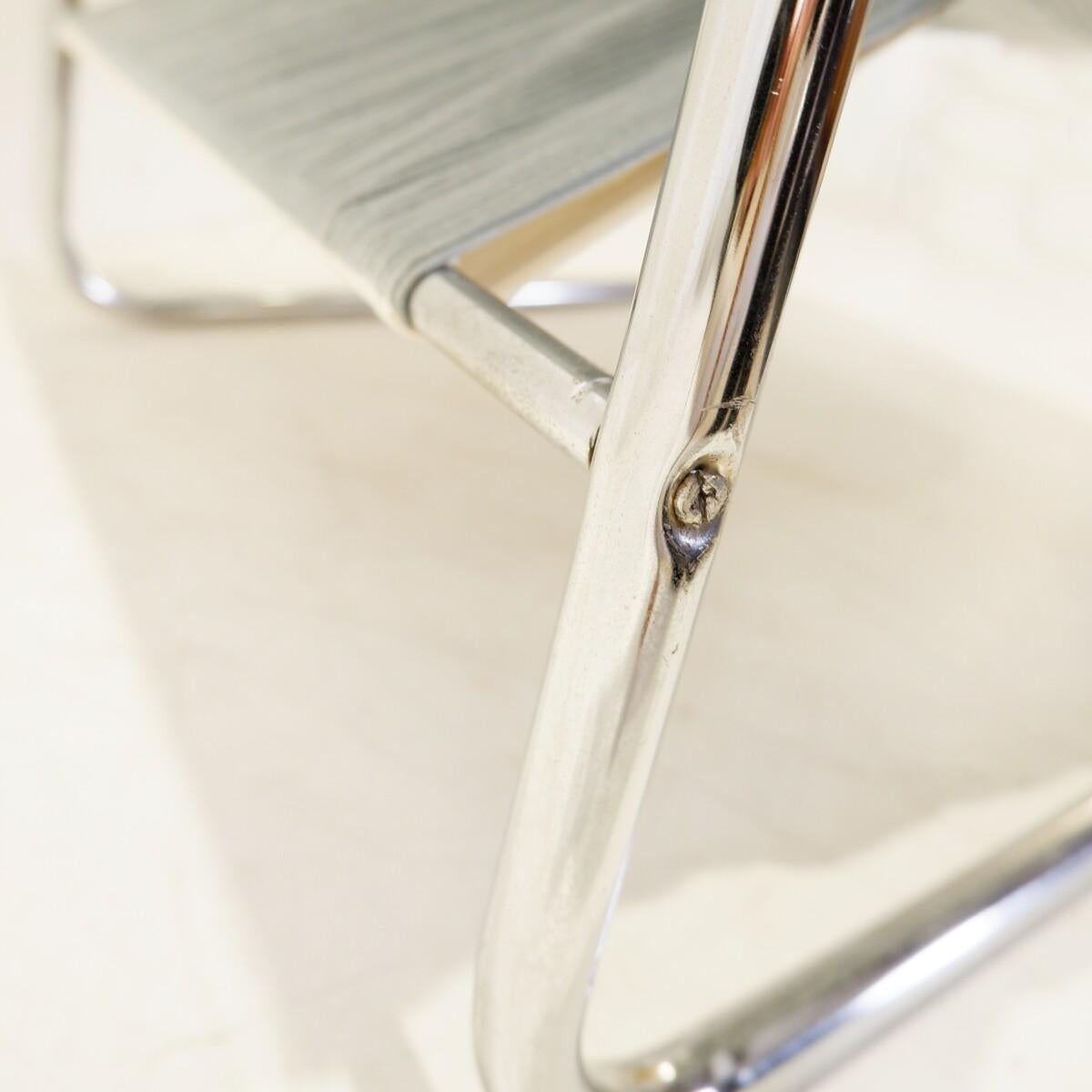 Metal Lounge chair by Gillis Lundgren 1970s - new blue/grey corduroy Upholstery For Sale
