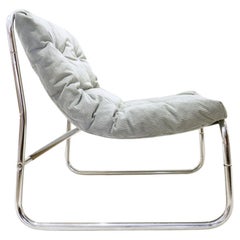 Lounge chair by Gillis Lundgren 1970s - new blue/grey corduroy Upholstery