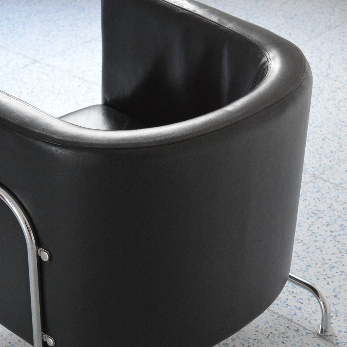 Scandinavian Modern Lounge Chair by Gunnar Asplund in Black Leather, Late 20th Century