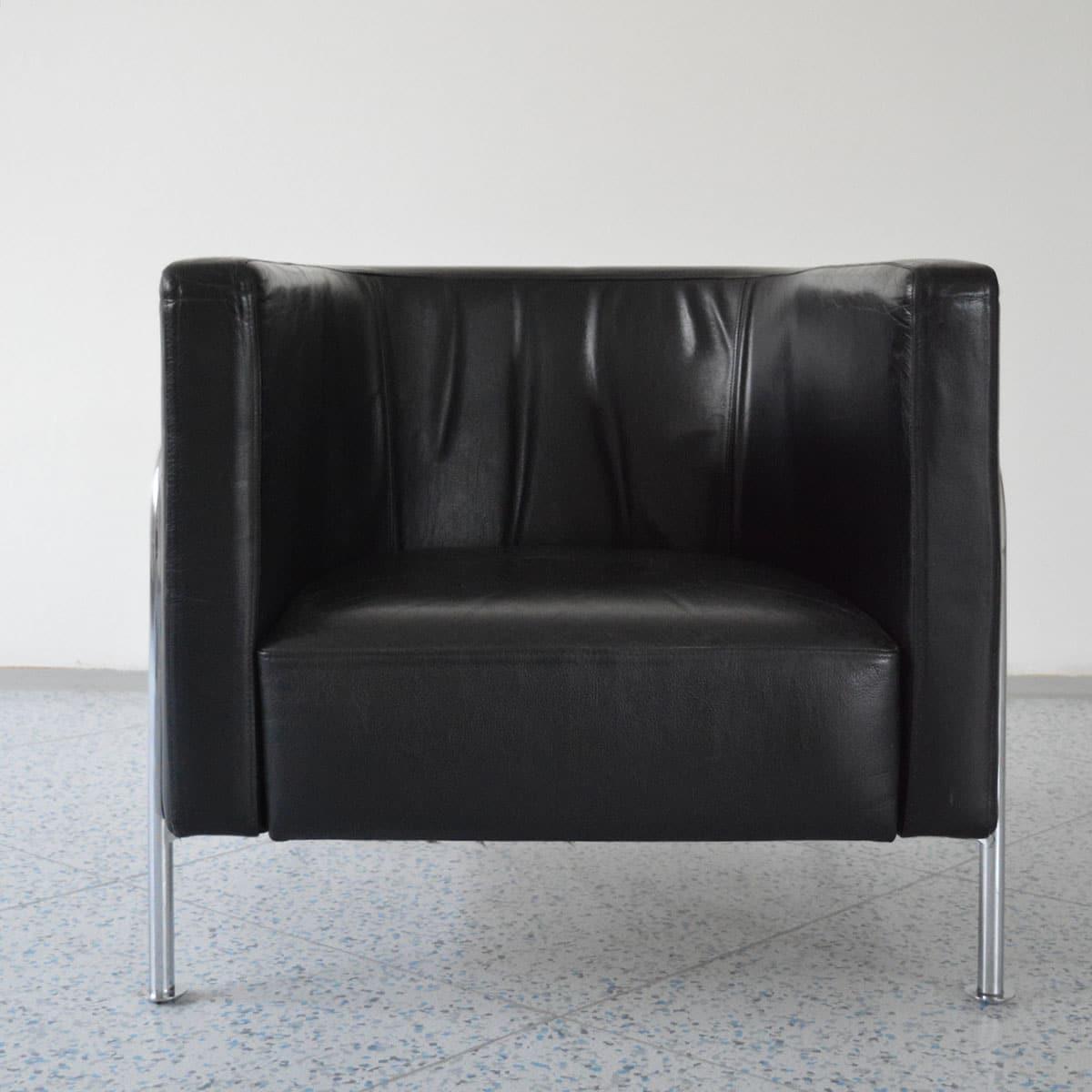 Lounge Chair by Gunnar Asplund in Black Leather, Late 20th Century 1