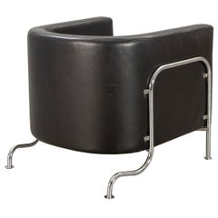 Lounge Chair by Gunnar Asplund in Black Leather, Late 20th Century