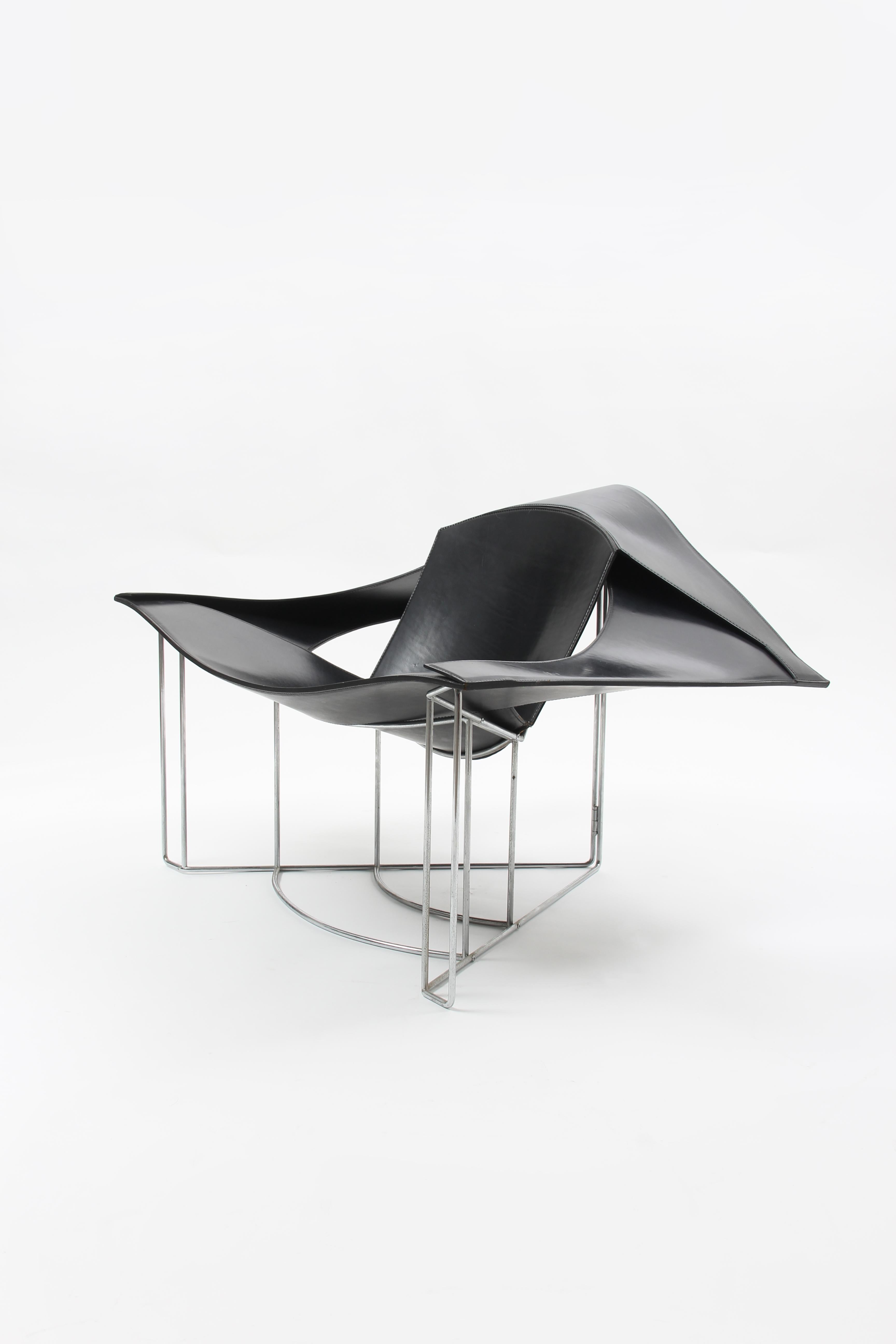 Leather Lounge Chair by Jacques Harold Pollard for Matteo Grassi, 1990s