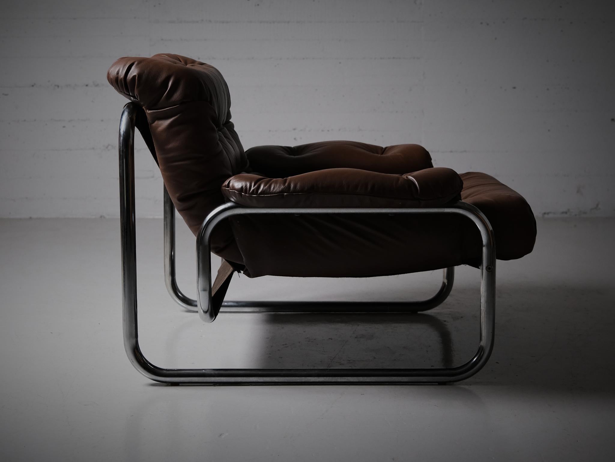 Leather Lounge chair by John Bertil Häggström for IKEA, Sweden, 1970s For Sale