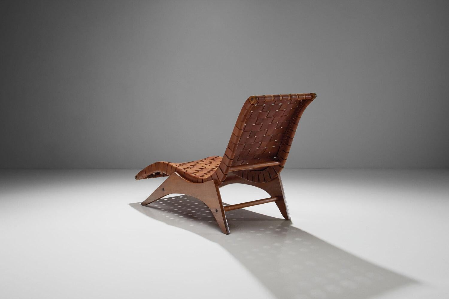 Leather Lounge Chair by José Zanine Caldas, Brazil, 1950s