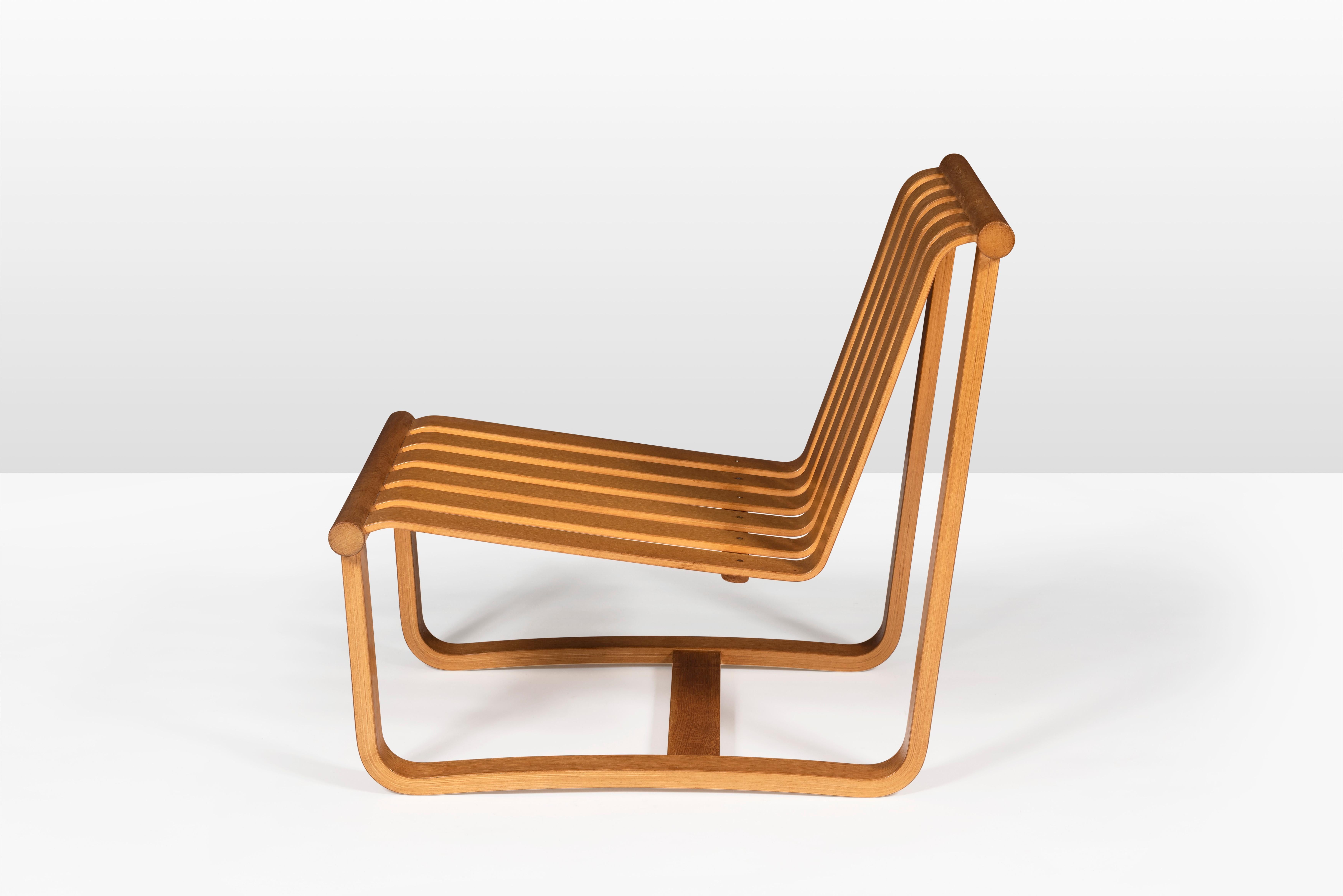 A spare and elegant lounge chair design by Japanese furniture designer Katsuo Matsumura (1923-1991), produced in 1971. Custom made cushions can be added to this chair.
After graduating from the Tokyo Fine Arts School, Mastumura worked in the design