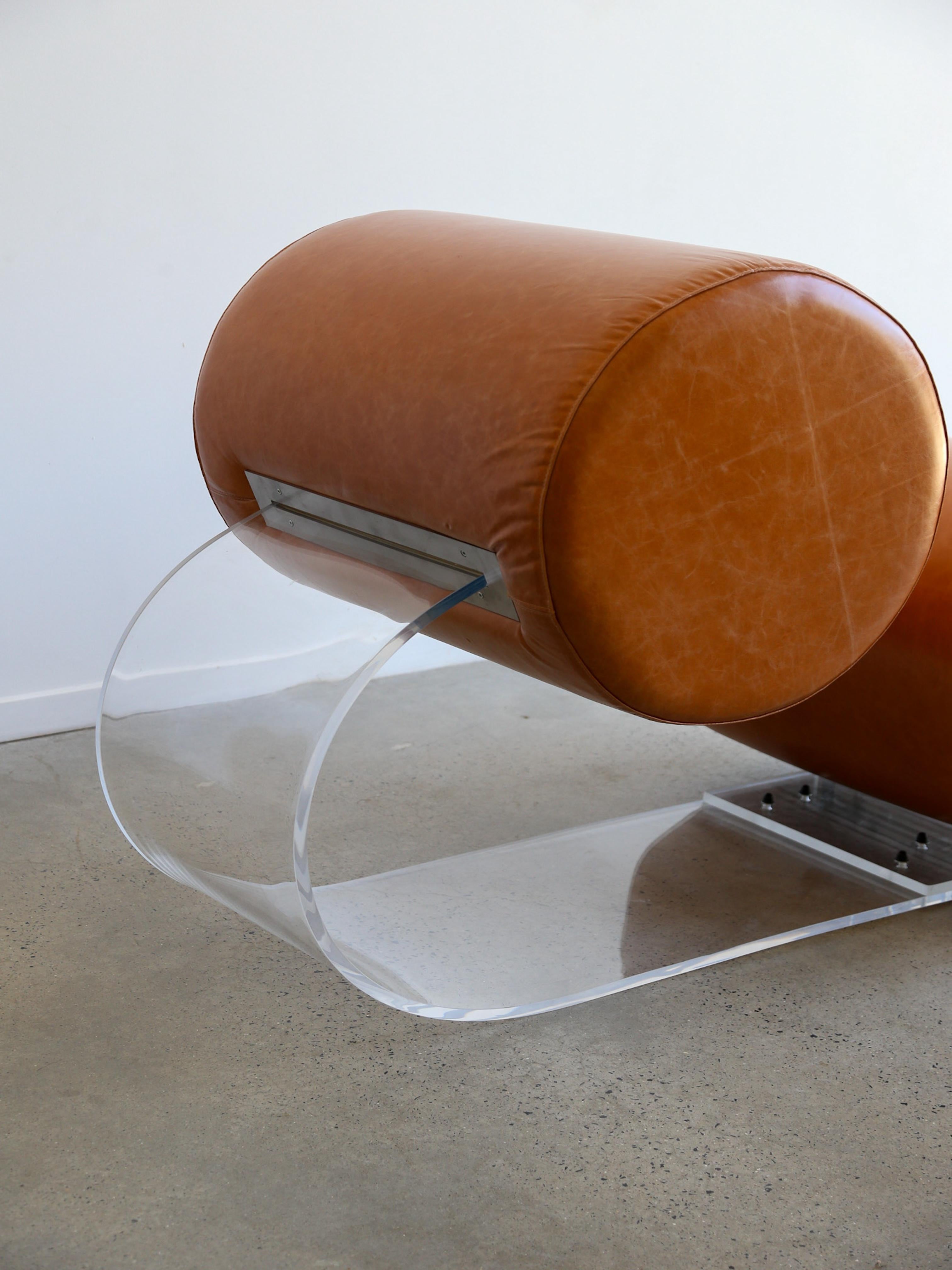 Lounge Chair by Marzio Cecchi in Lucite and Leather For Sale 4