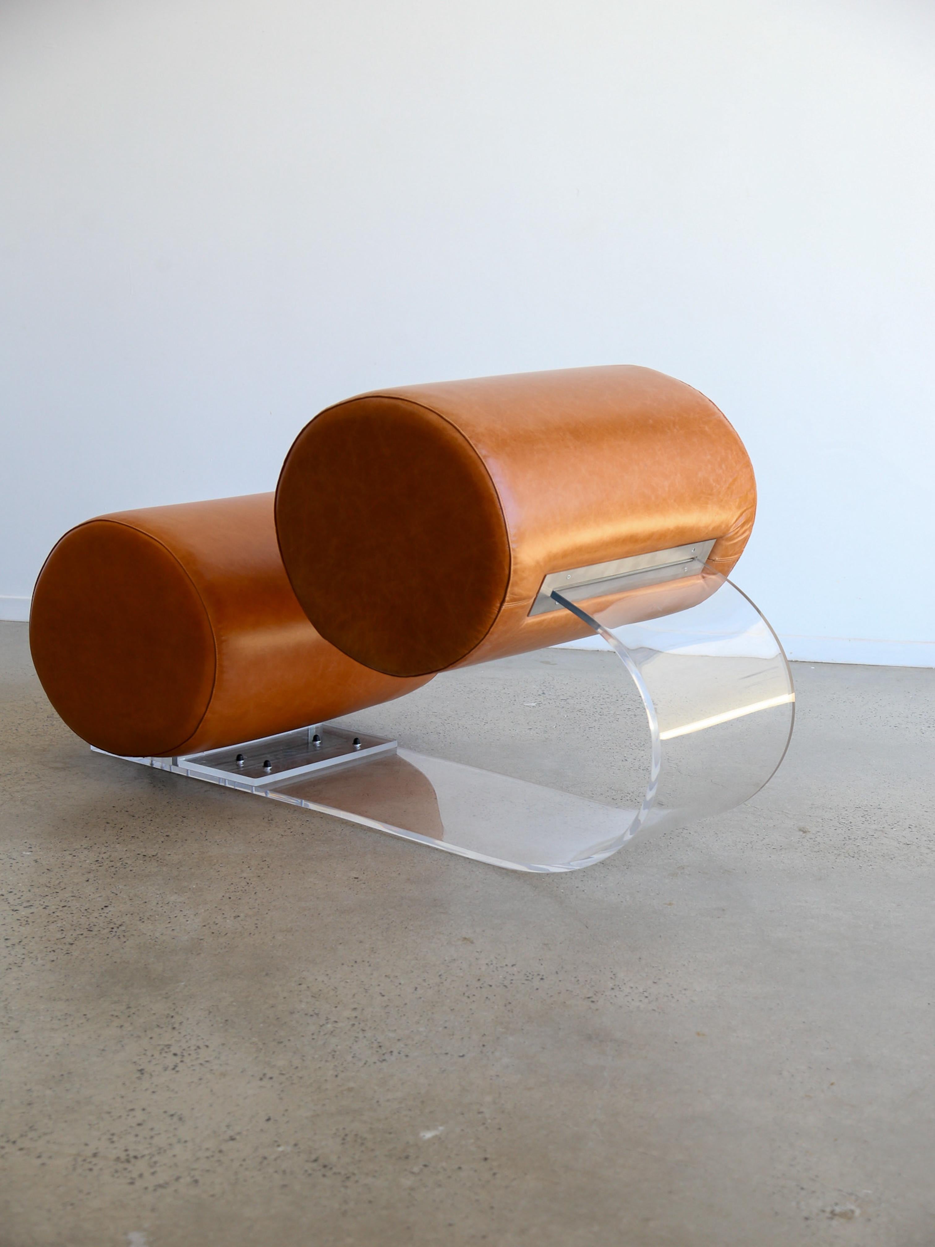Lounge Chair by Marzio Cecchi in Lucite and Leather For Sale 5