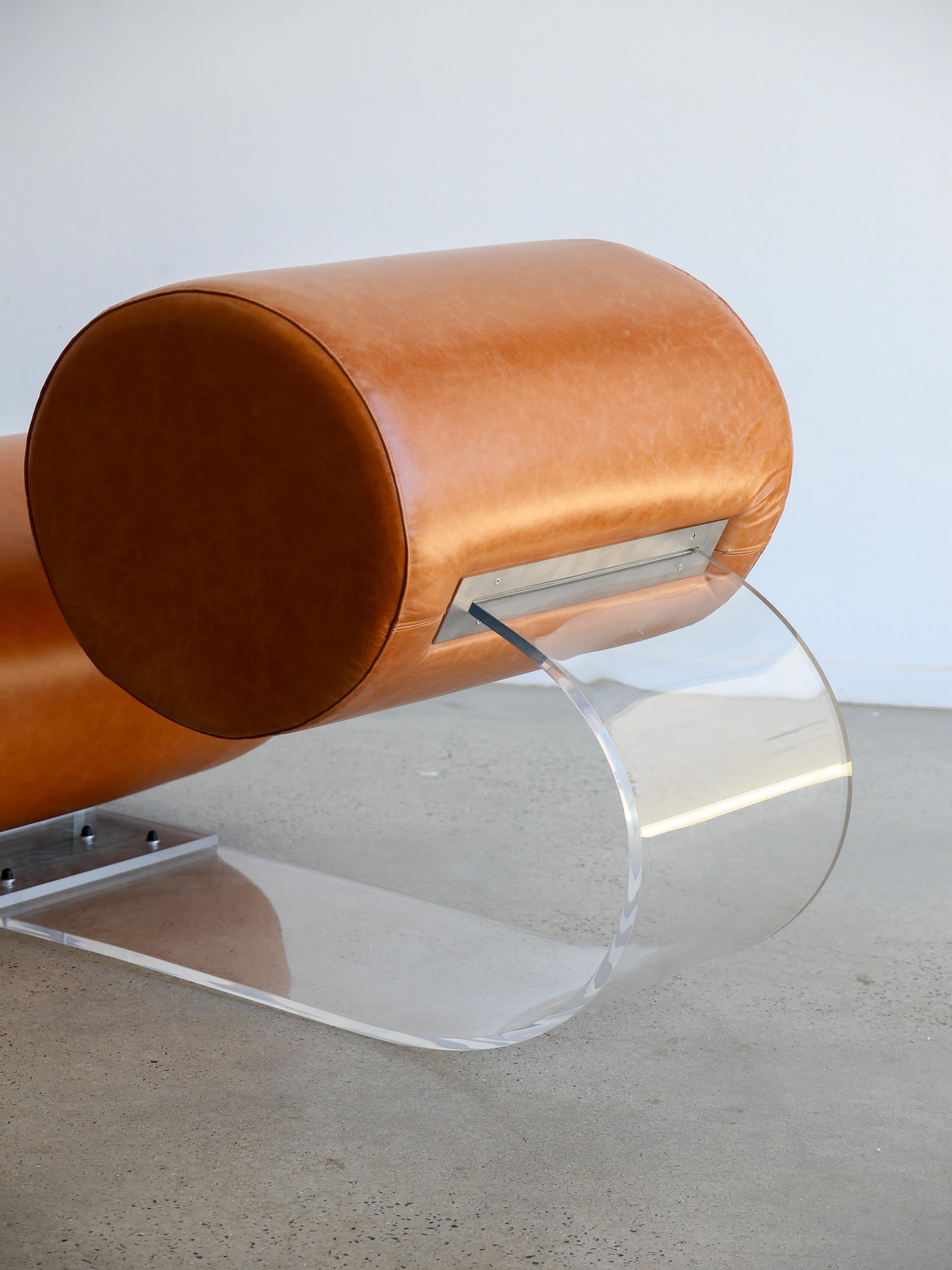 Lounge Chair by Marzio Cecchi in Lucite and Leather For Sale 6