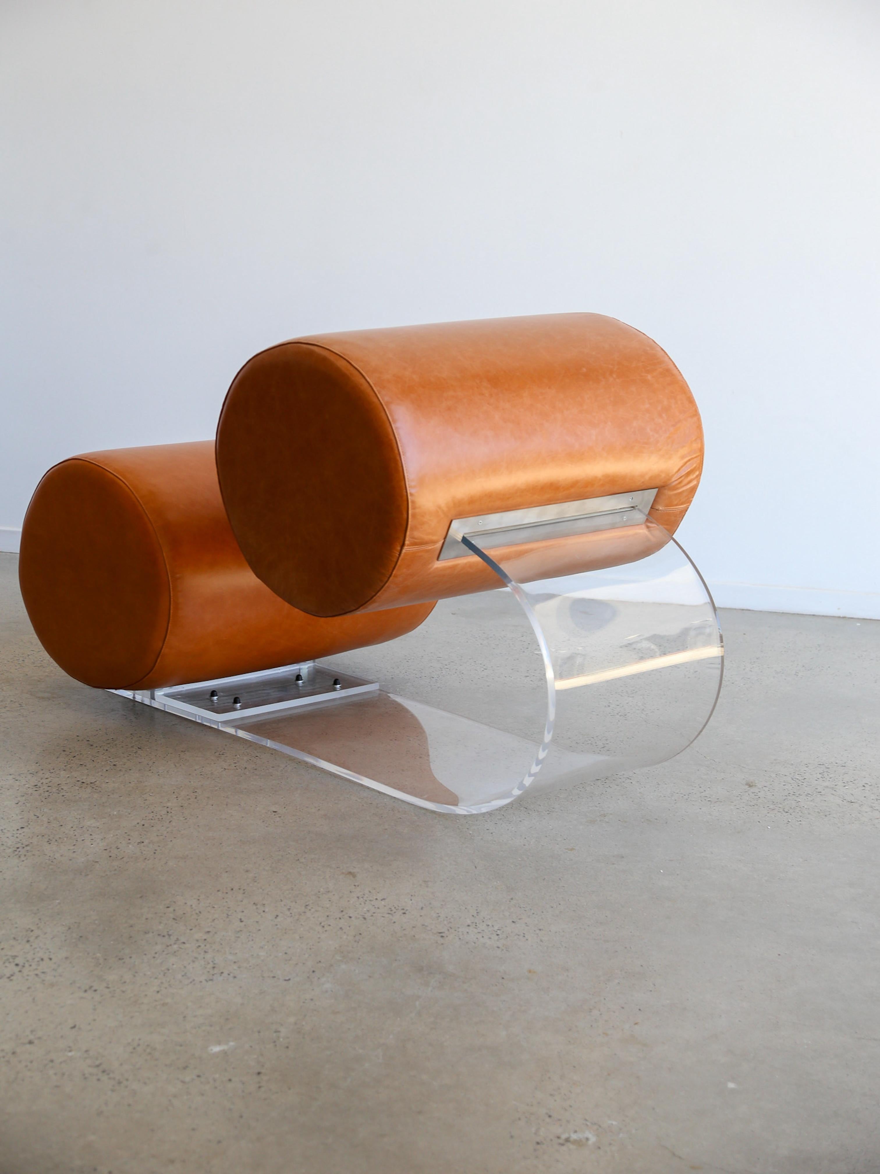 Lounge Chair by Marzio Cecchi in Lucite and Leather For Sale 7