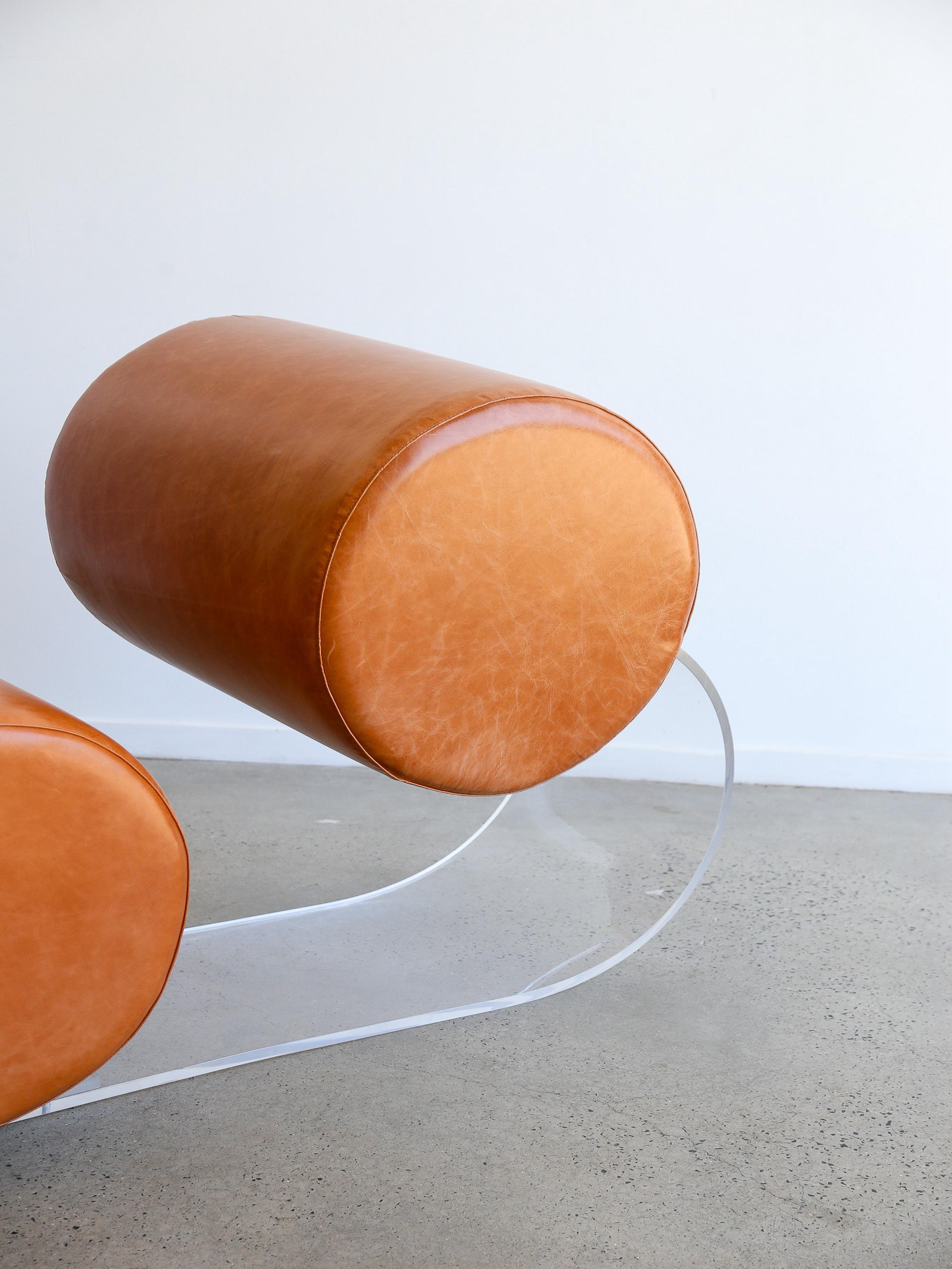 Space Age Lounge Chair by Marzio Cecchi in Lucite and Leather For Sale