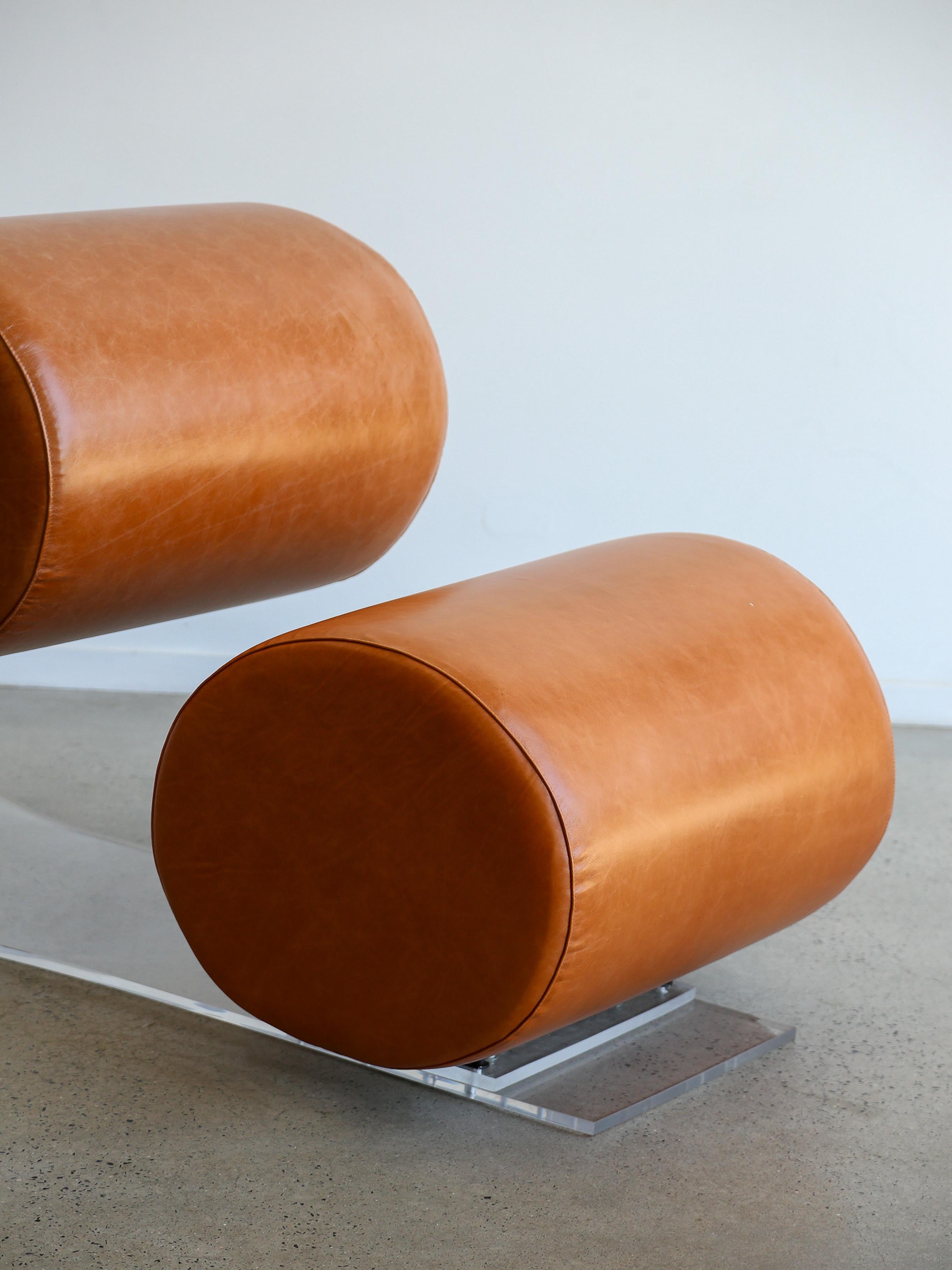 Lounge Chair by Marzio Cecchi in Lucite and Leather In Good Condition For Sale In Byron Bay, NSW