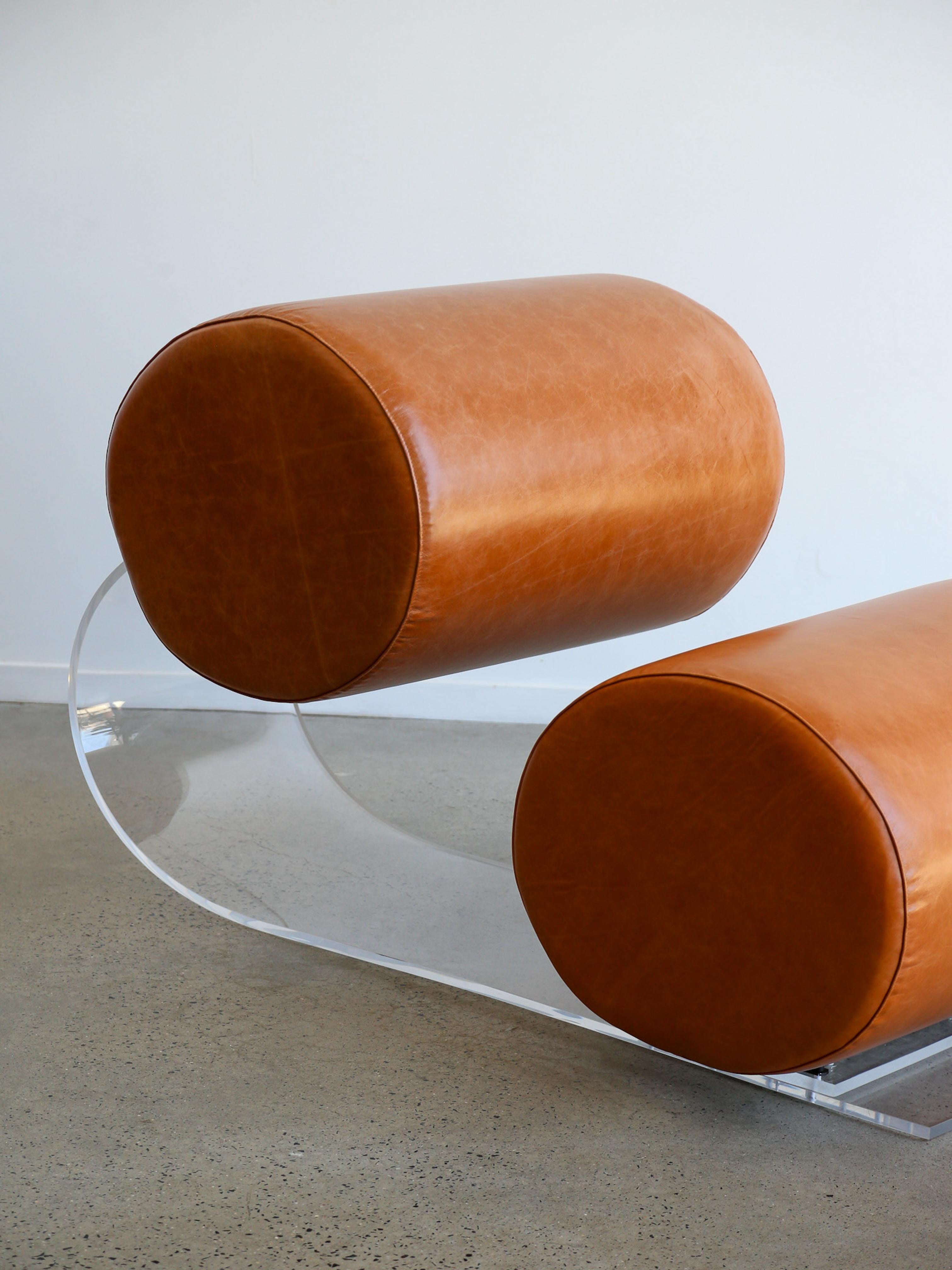 Late 20th Century Lounge Chair by Marzio Cecchi in Lucite and Leather For Sale